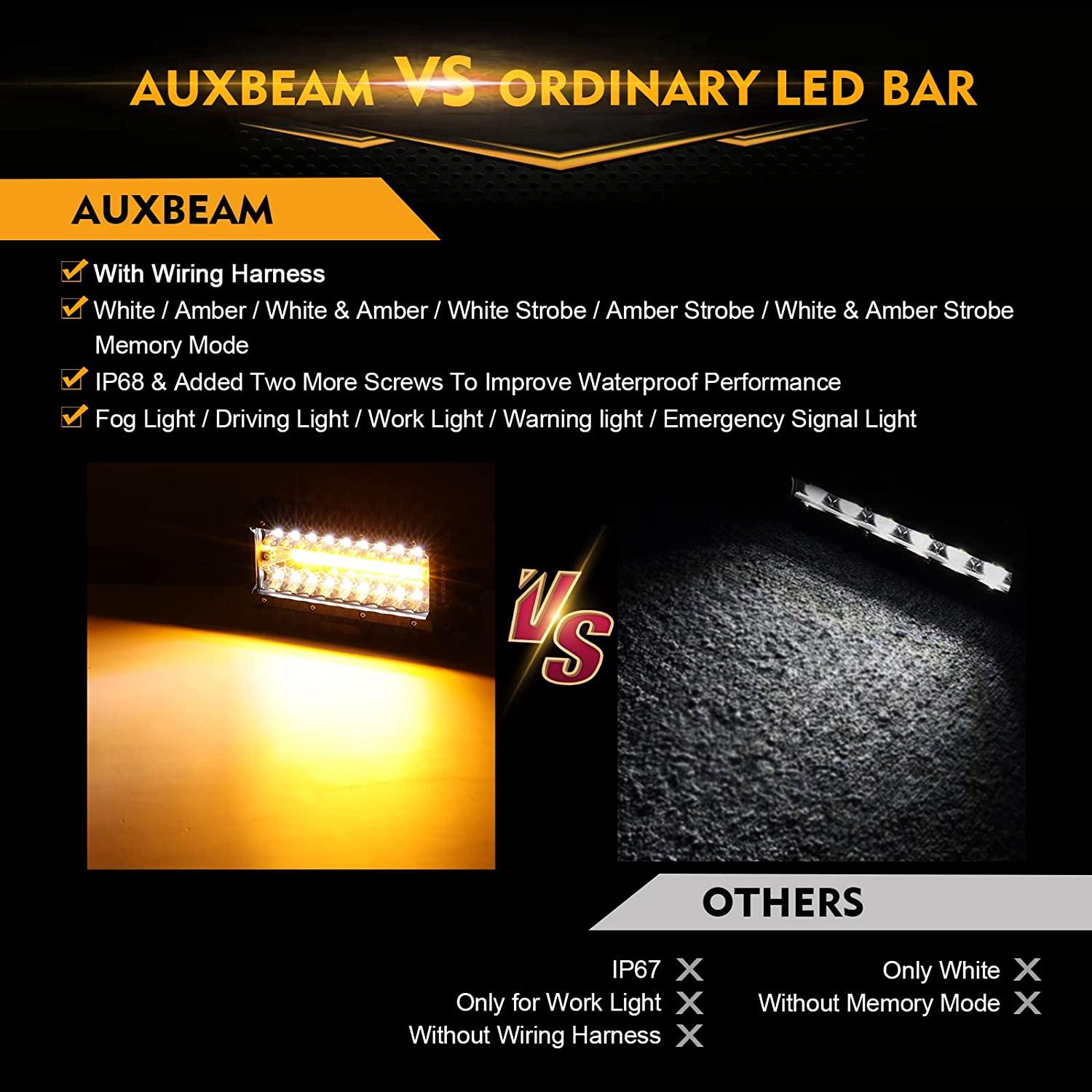 Auxbeam 6 Modes Series 7" LED Light Bar – 150W, White & Amber