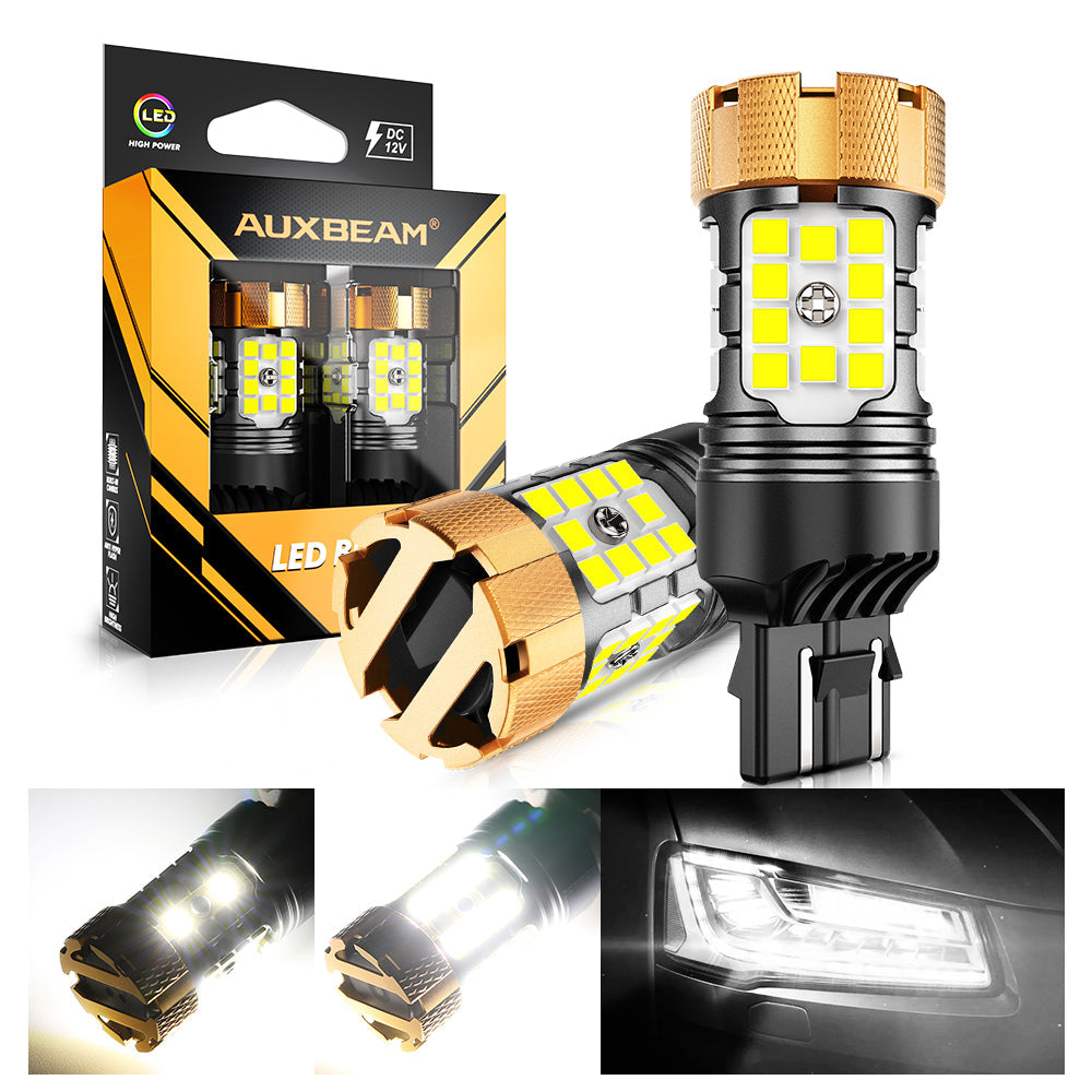 Auxbeam T20 / 7443 / 7440 LED Bulbs – B21-PRO Series, Backup/Reverse/Turn Signal/Brake/Tail Lights, 50W, 4000LM, 6500K White, CAN-Bus Error-Free (2 Pack)
