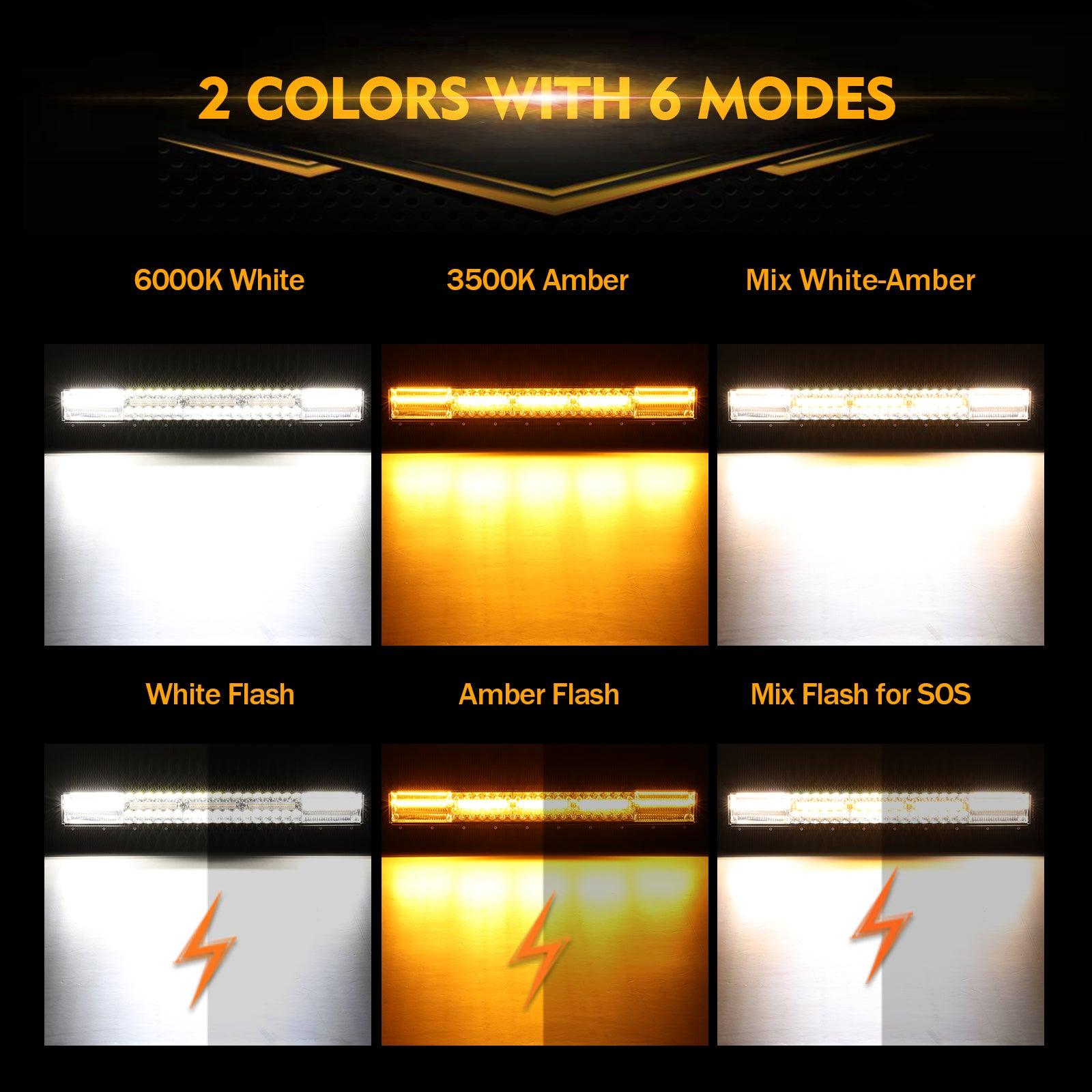 Auxbeam 6 Modes Series 22" LED Light Bar – White & Amber, Off-Road