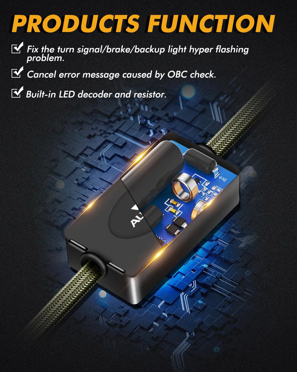 Auxbeam 1157 C8 Model CANBUS Decoder Resistors – Anti-Flicker, Hyper Flash Fix, Turn Signal Error Code Removal (2 Pack)
