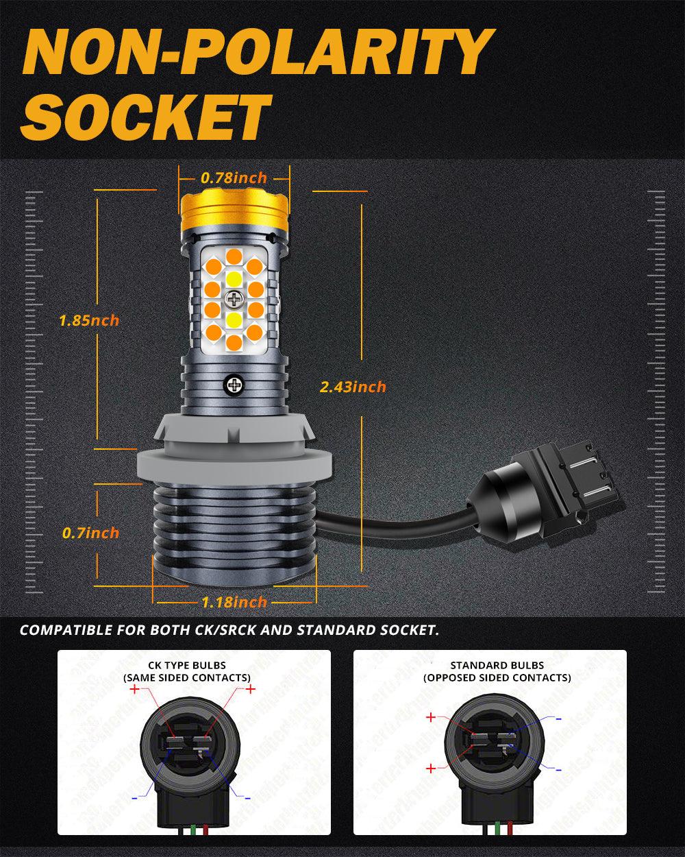 Auxbeam T25 / 3157 / 3156 LED Turn Signal & DRL Bulbs – B31 Series, 800% Brighter, Switchback White & Amber, CAN-Bus Error-Free (2 Pack)