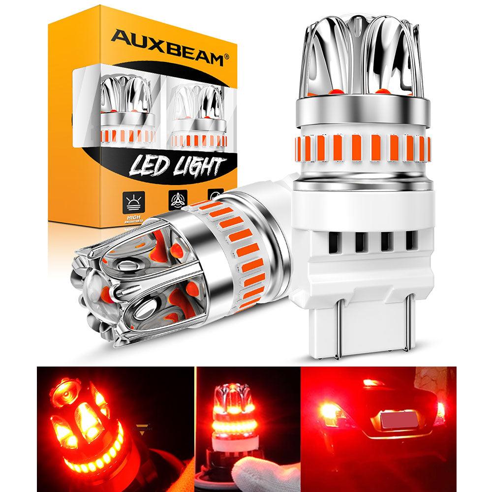 Auxbeam T25 / 3157 / 3156 LED Brake & Tail Light Bulbs – Y2 Series, 14W, 6000LM, Red, CAN-Bus Error-Free (2 Pack)