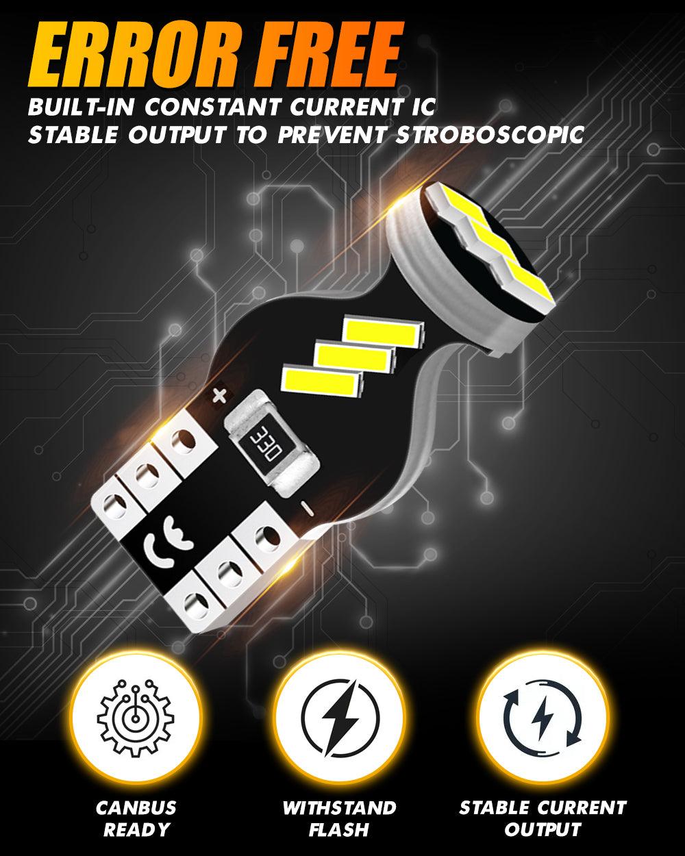 Auxbeam 168 / 2825 W5W T10 LED Interior Light Bulbs – 1.5W, 6500K White, 300% Brighter (10 Pack)