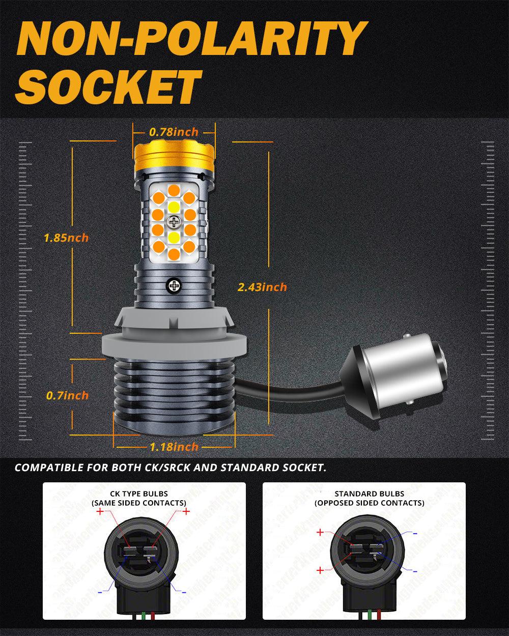 Auxbeam 1157 BAY15D LED Turn Signal & DRL Bulbs – B31 Series, 800% Brighter, Switchback White & Amber, CAN-Bus Error-Free (2 Pack)
