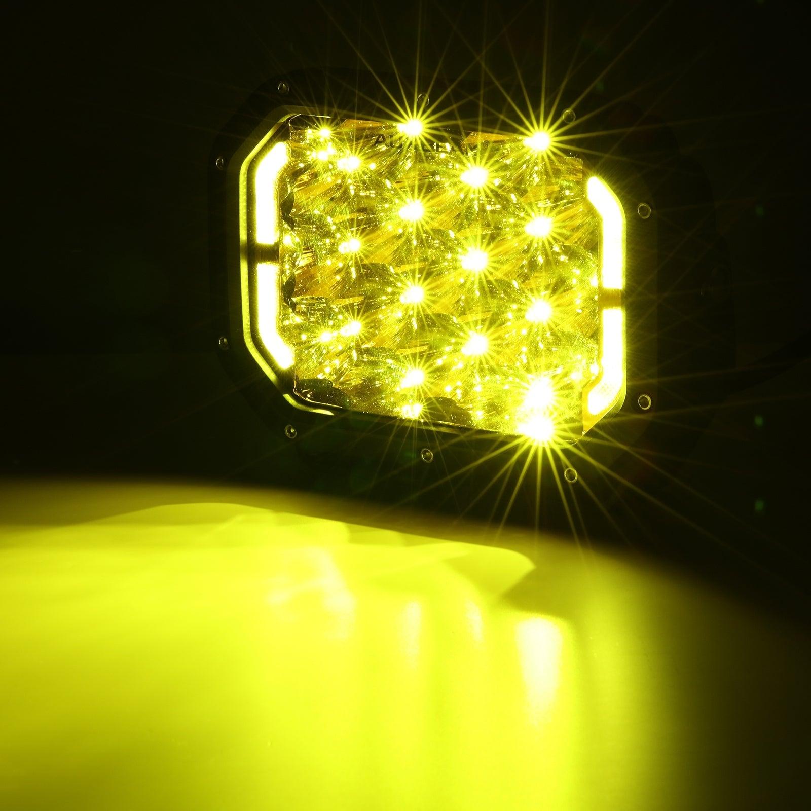 Auxbeam 7x5" Rectangle LED Pods – Amber Spot Beam with DRL