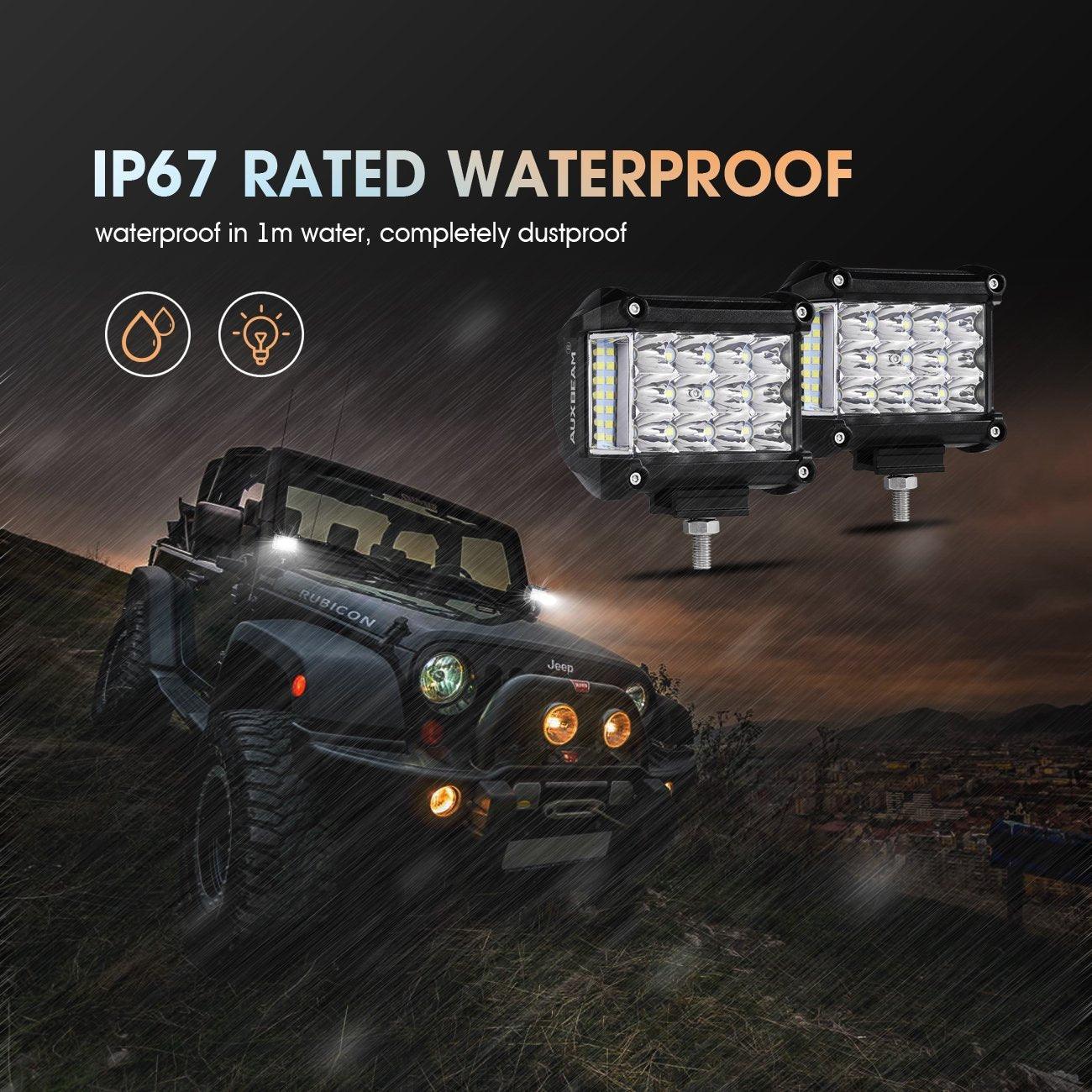 Auxbeam 4" 36W Side Shooter LED Pods – Combo Beam for SUV, ATV, UTV, Truck, Pickup & Boat (2 Pack)
