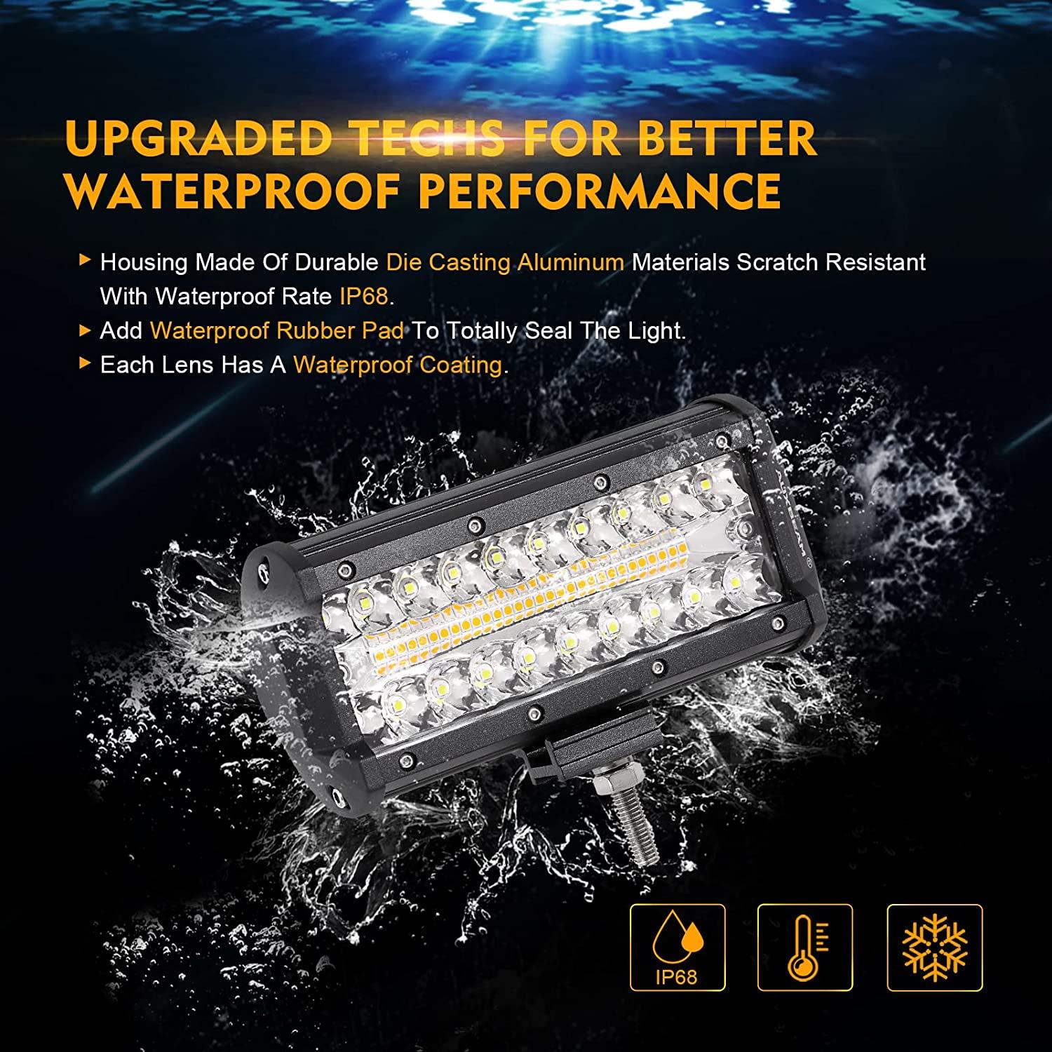 Auxbeam 6 Modes Series 7" LED Light Bar – 150W, White & Amber