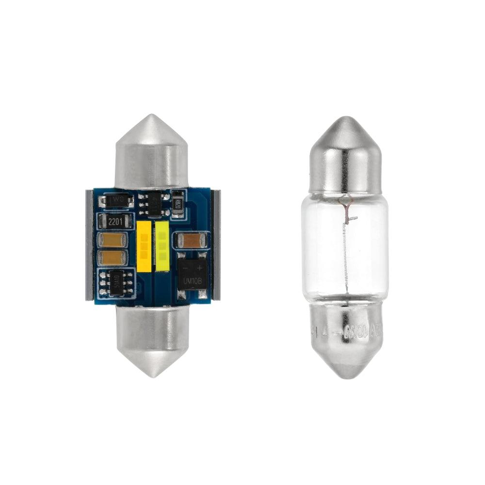 Auxbeam Dual Color Switchback Festoon LED Bulbs – 31mm /41mm / 42mm, 1860CSP, 6500K Cool White & 5000K Natural White, CANBUS, Interior/Dome/Map/License Plate (2 Pack)