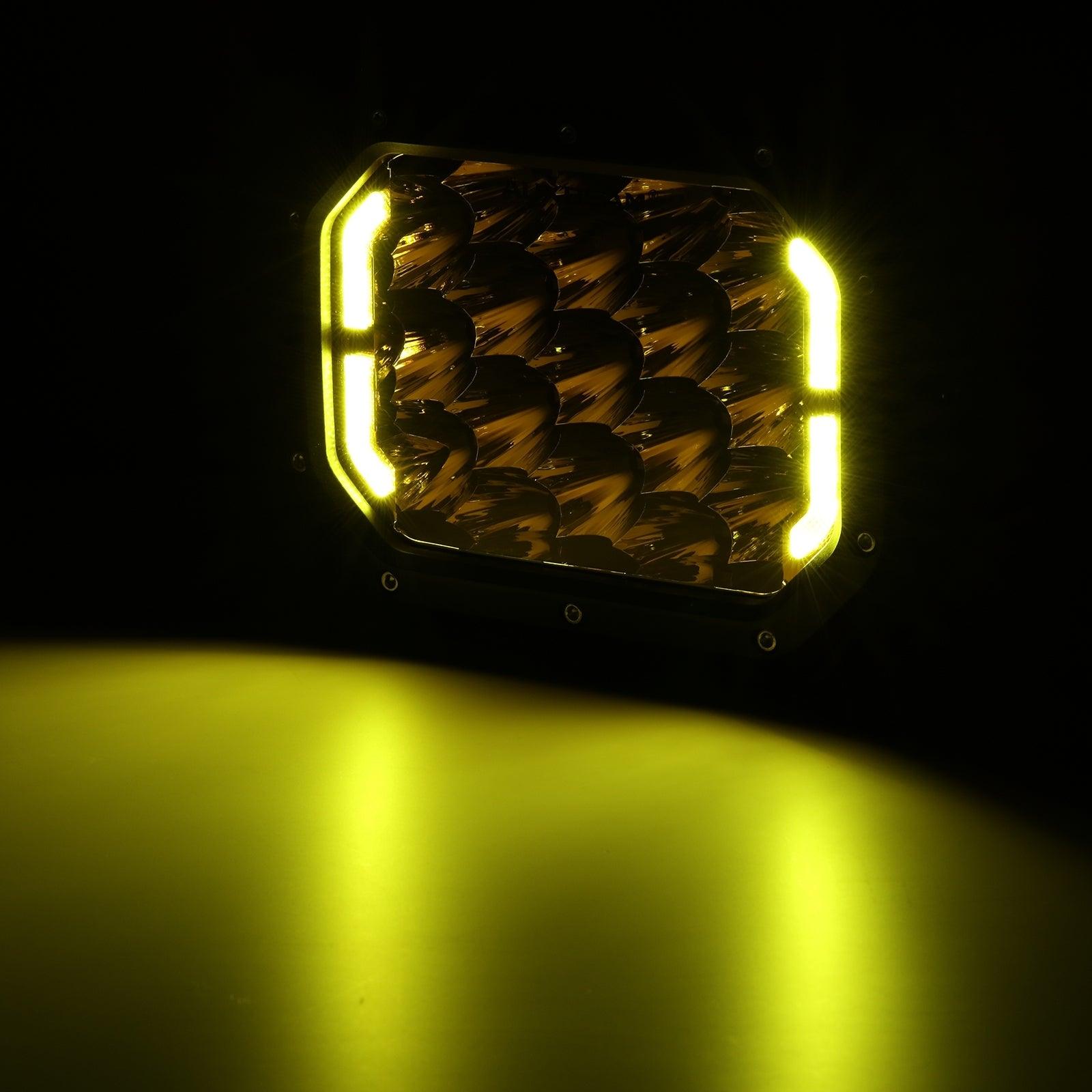 Auxbeam 7x5" Rectangle LED Pods – Amber Spot Beam with DRL