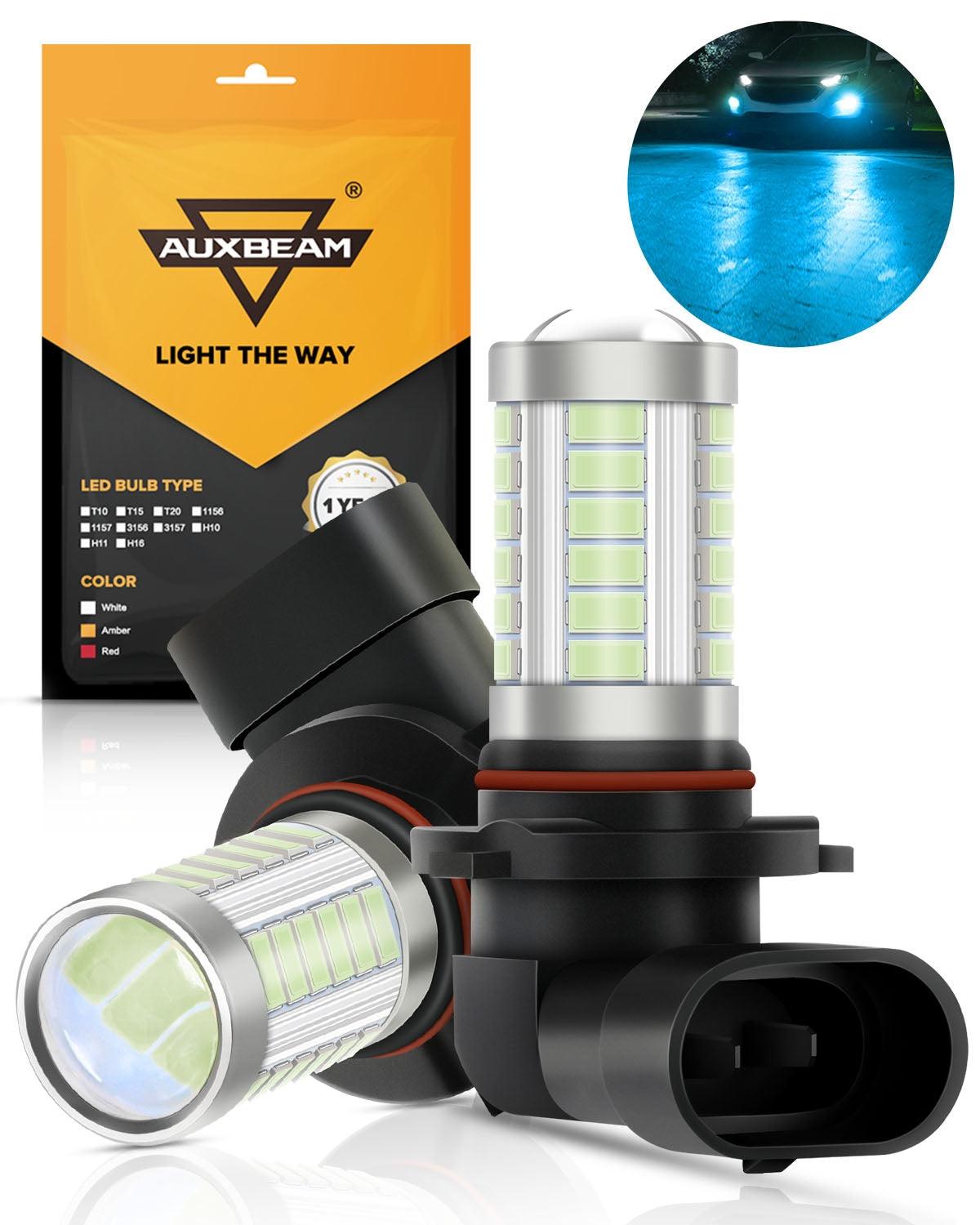 Auxbeam 9006 / HB4 LED Fog Light & DRL Bulbs – 33LED Series, 50W, 4000LM, Ice Blue (2 Pack)
