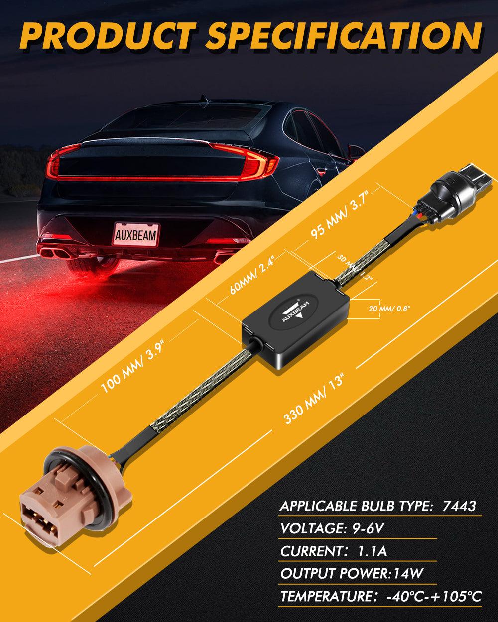 Auxbeam 7443 C8 Model CANBUS Decoder Resistors – Anti-Flicker, Hyper Flash Fix, Turn Signal Error Code Removal (2 Pack)