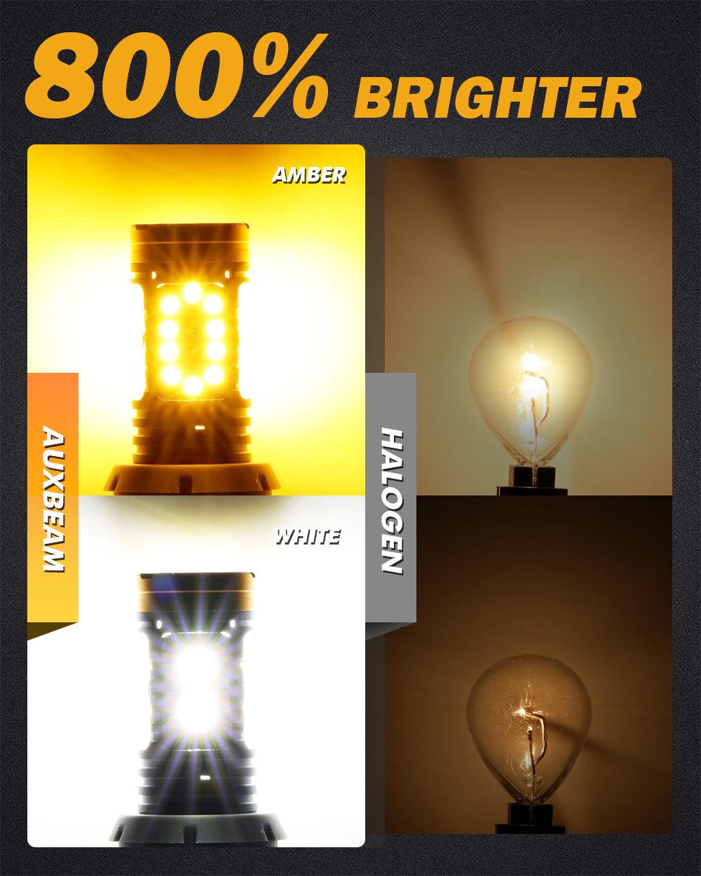 Auxbeam 1157 BAY15D LED Turn Signal & DRL Bulbs – B31 Series, 800% Brighter, Switchback White & Amber, CAN-Bus Error-Free (2 Pack)