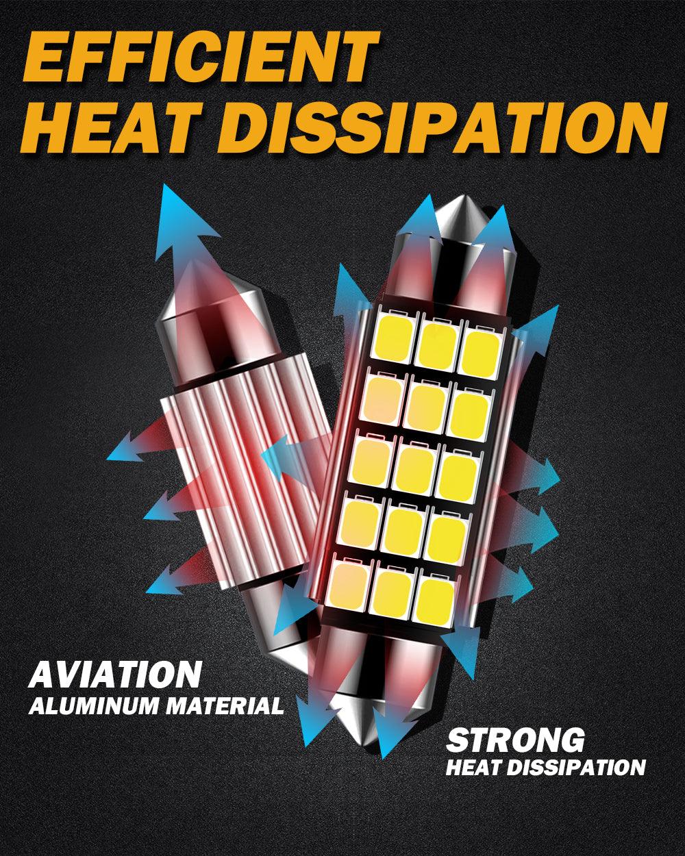 Auxbeam 41mm Festoon LED Interior Light Bulbs – 578 / 211-2 / 212-2 / 214-2, 2.7W, 500LM, 6500K White (2 Pack)