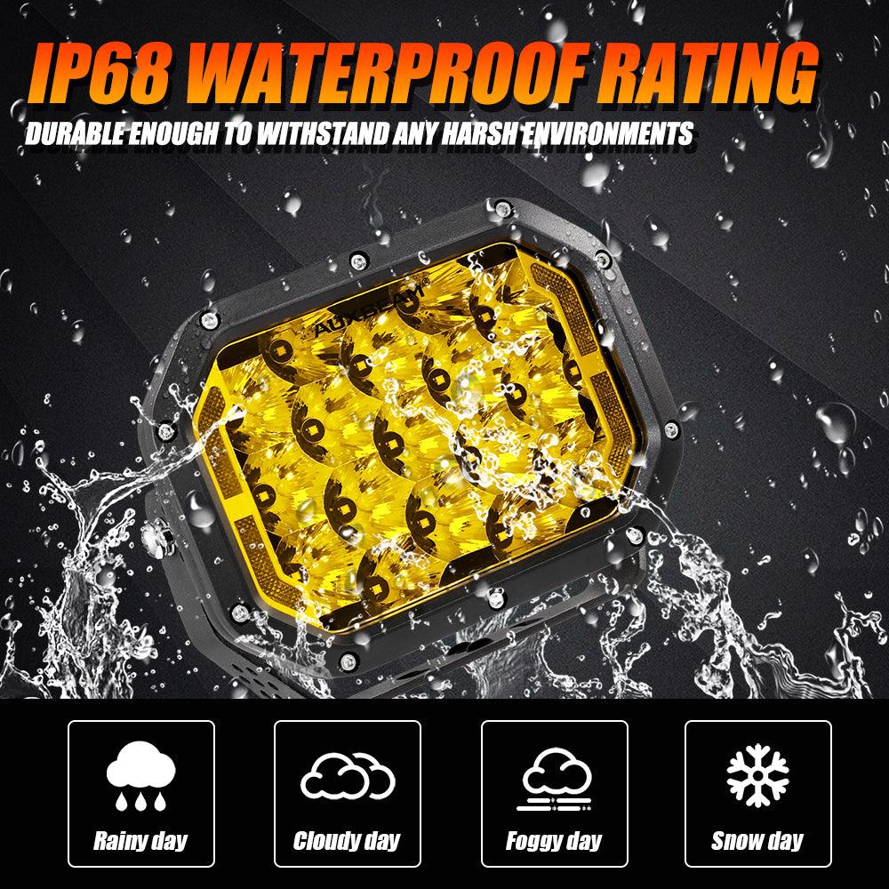 Auxbeam 7x5" Rectangle LED Pods – Amber Spot Beam with DRL