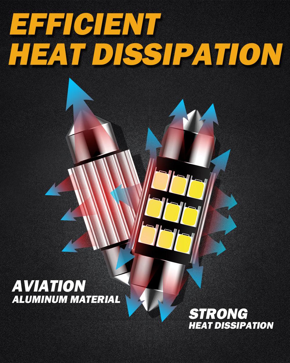 Auxbeam 36mm DE3174 Festoon LED Interior Light Bulbs – 2.7W, 300LM, 6500K White (2 Pack)