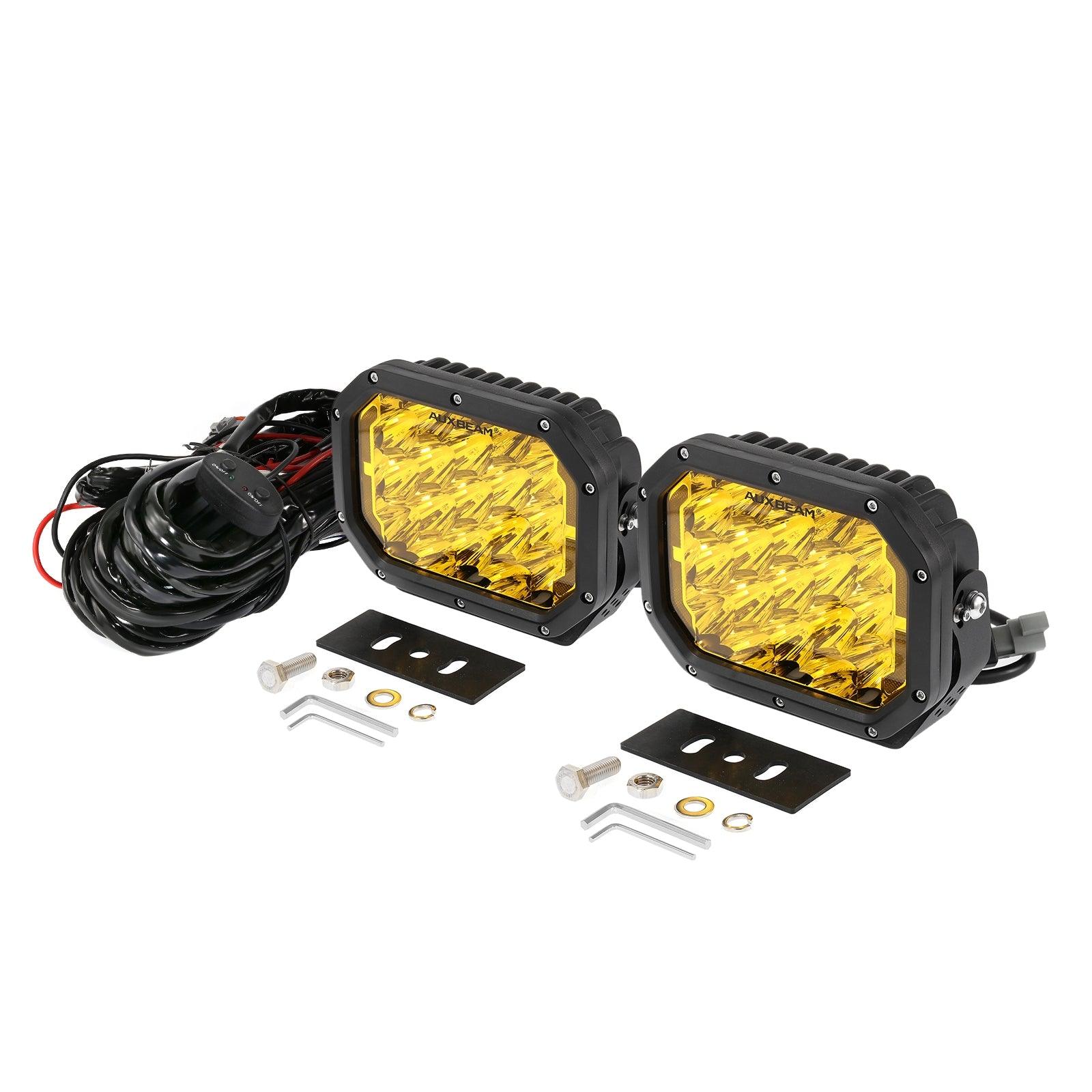 Auxbeam 7x5" Rectangle LED Pods – Amber Spot Beam with DRL