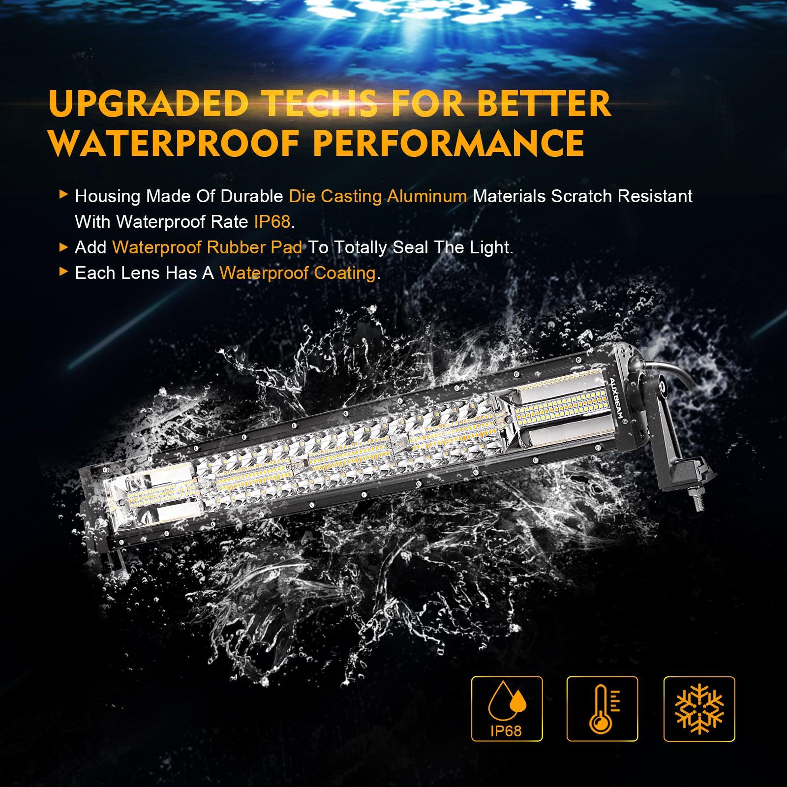 Auxbeam 6 Modes Series 22" LED Light Bar – White & Amber, Off-Road
