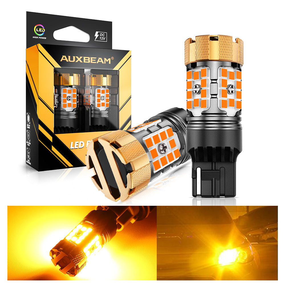 Auxbeam 7440 / 7440A LED Turn Signal Bulbs – B21-PRO Series, Front/Rear & Side Marker Lights, 50W, 4000LM, 3000K Amber, CAN-Bus Error-Free (2 Pack)