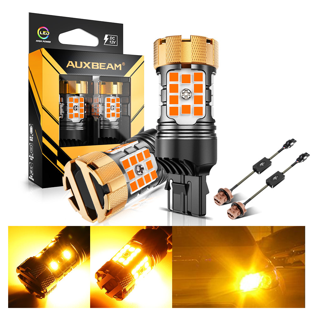 Auxbeam 7440 / 7440A LED Turn Signal Bulbs – B21-PRO Series, Front/Rear & Side Marker Lights, 50W, 4000LM, 3000K Amber, CAN-Bus Error-Free (2 Pack)