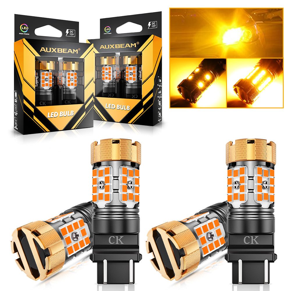 Auxbeam 3157 US-CK LED Turn Signal Bulbs – B21-PRO Series, Front/Rear & Side Marker Lights, 50W, 4000LM, 3000K Amber, CAN-Bus Error-Free (2 Pack)