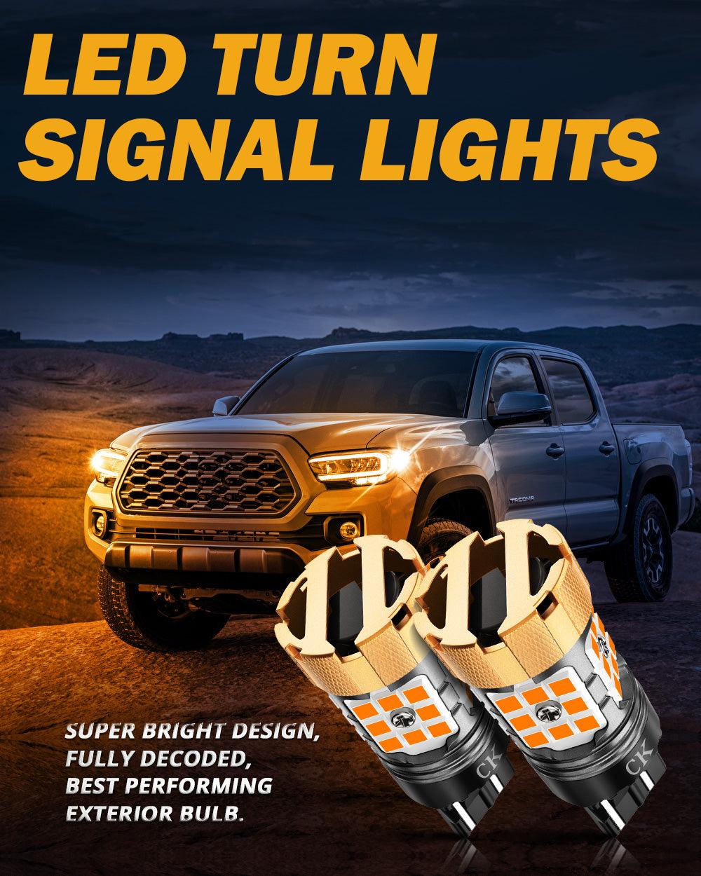 Auxbeam 7443 US-CK LED Turn Signal Bulbs – B21-PRO Series, Front/Rear & Side Marker Lights, 50W, 4000LM, 3000K Amber, CAN-Bus Error-Free (2 Pack)