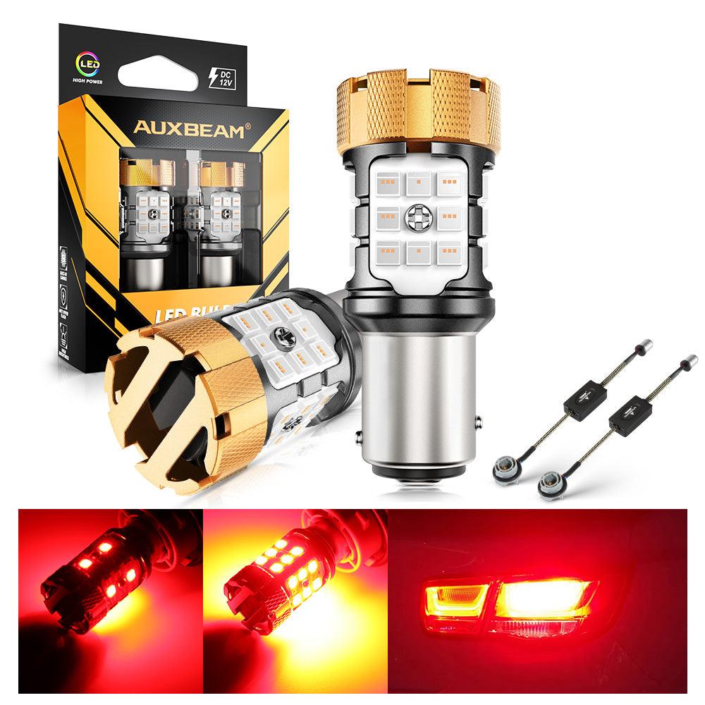 Auxbeam 1157 BAY15D LED Brake & Tail Light Bulbs – B21-PRO Series, 50W, 4000LM, Red, CAN-Bus Error-Free (2 Pack)