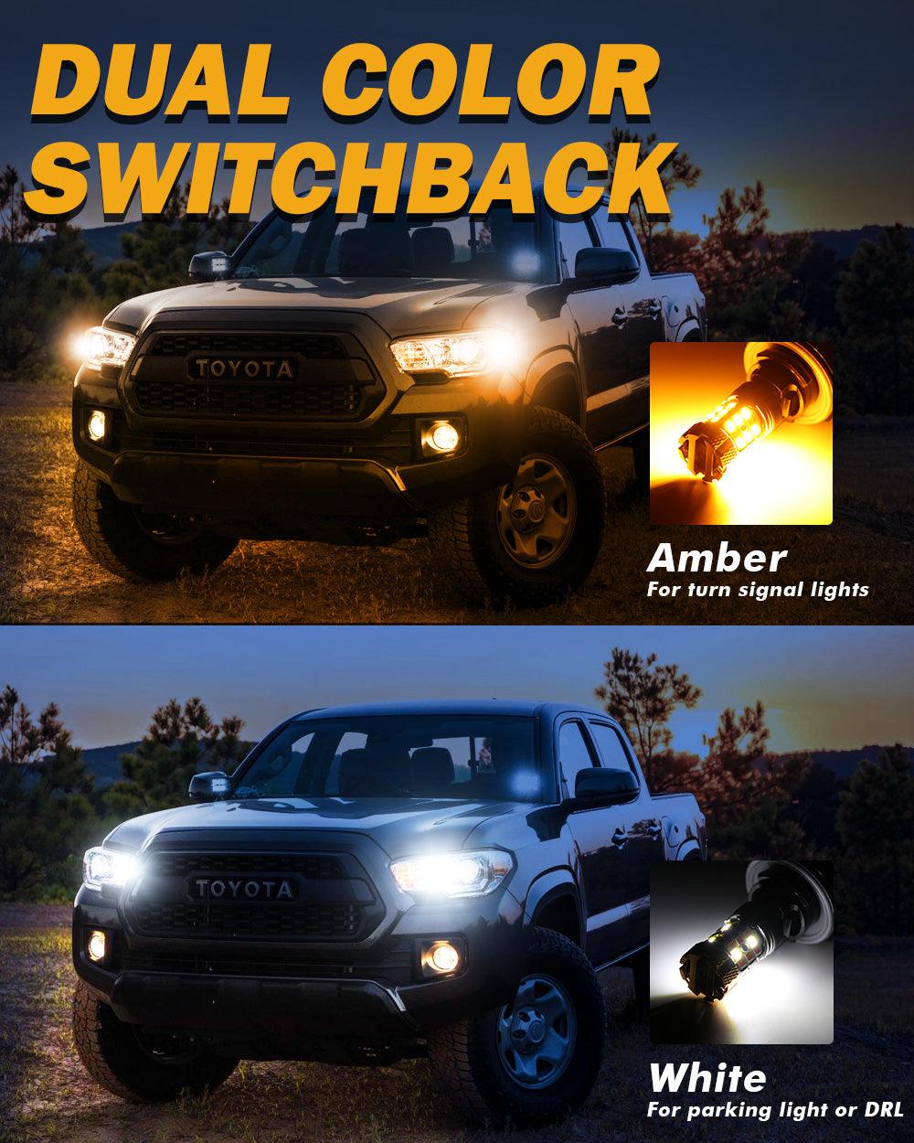 Auxbeam 1157 BAY15D LED Turn Signal & DRL Bulbs – B21 Series, 50W, 4000LM, Switchback White & Amber, CAN-Bus Error-Free (2 Pack)