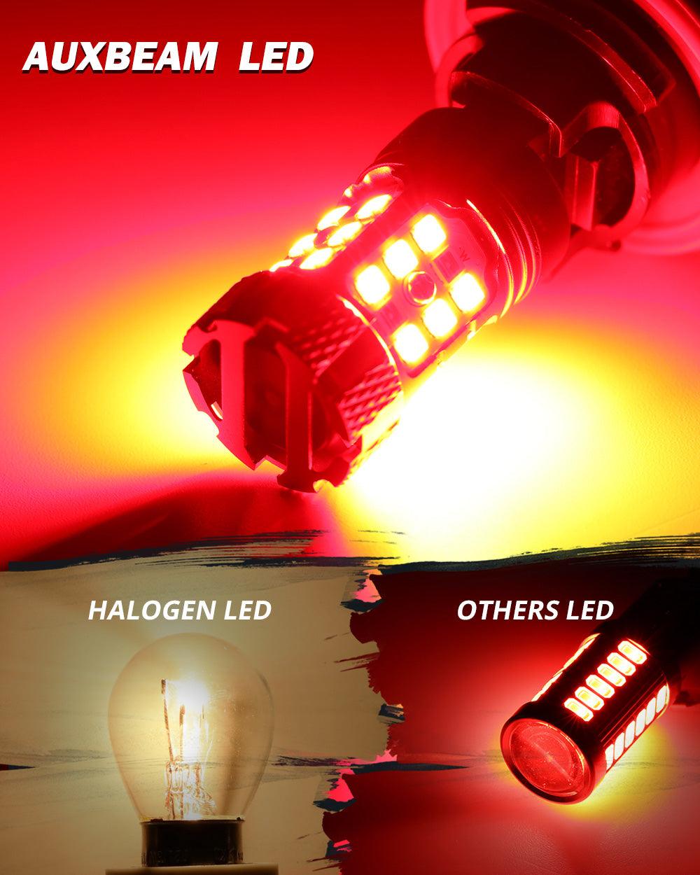 Auxbeam 1157 BAY15D LED Brake & Tail Light Bulbs – B21-PRO Series, 50W, 4000LM, Red, CAN-Bus Error-Free (2 Pack)