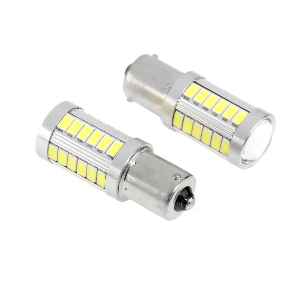 Auxbeam 1156 P21W BA15S LED Bulbs – Brake, Reverse, Parking, Tail & Turn Signal, 50W, 8000LM, 33 Series (Cool White / Amber / Red, 2 Pack)
