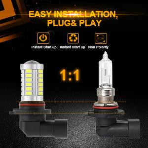 Auxbeam H10 / 9145 / 9140 / HB3 LED Fog Light & DRL Bulbs – 33LED Series, 50W, 4000LM, 6500K White (2 Pack)