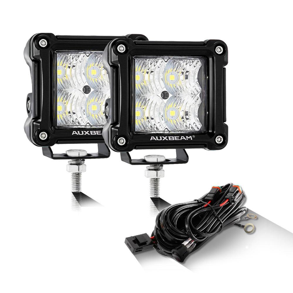 Auxbeam 3" LED Light Pods – Spot/Flood Beam, Includes Universal Mounting Brackets