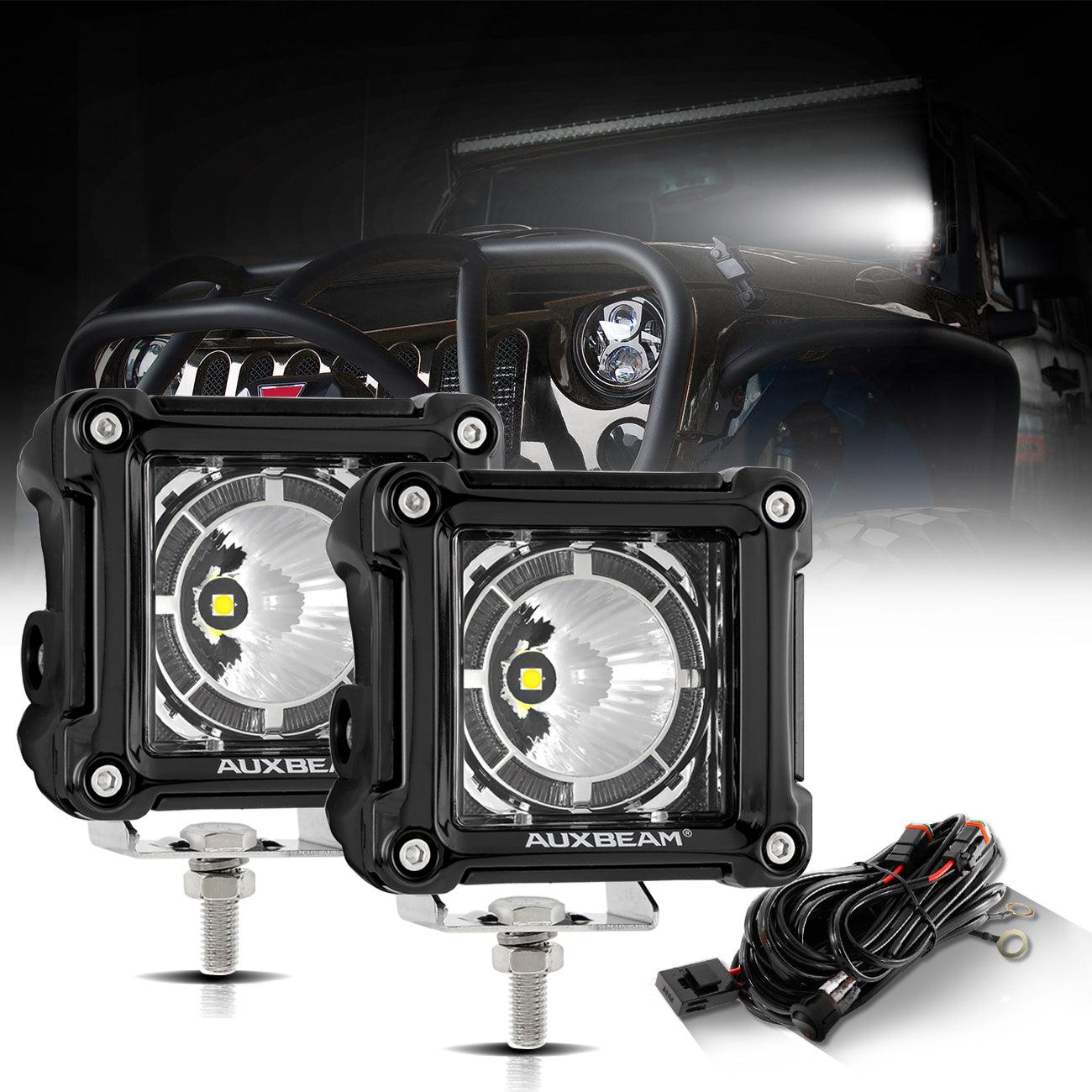 Auxbeam 3" 40W LED Pod Lights – With DRL, for SUV, ATV, UTV, Trucks, Pickup & Boat (2 Pack)