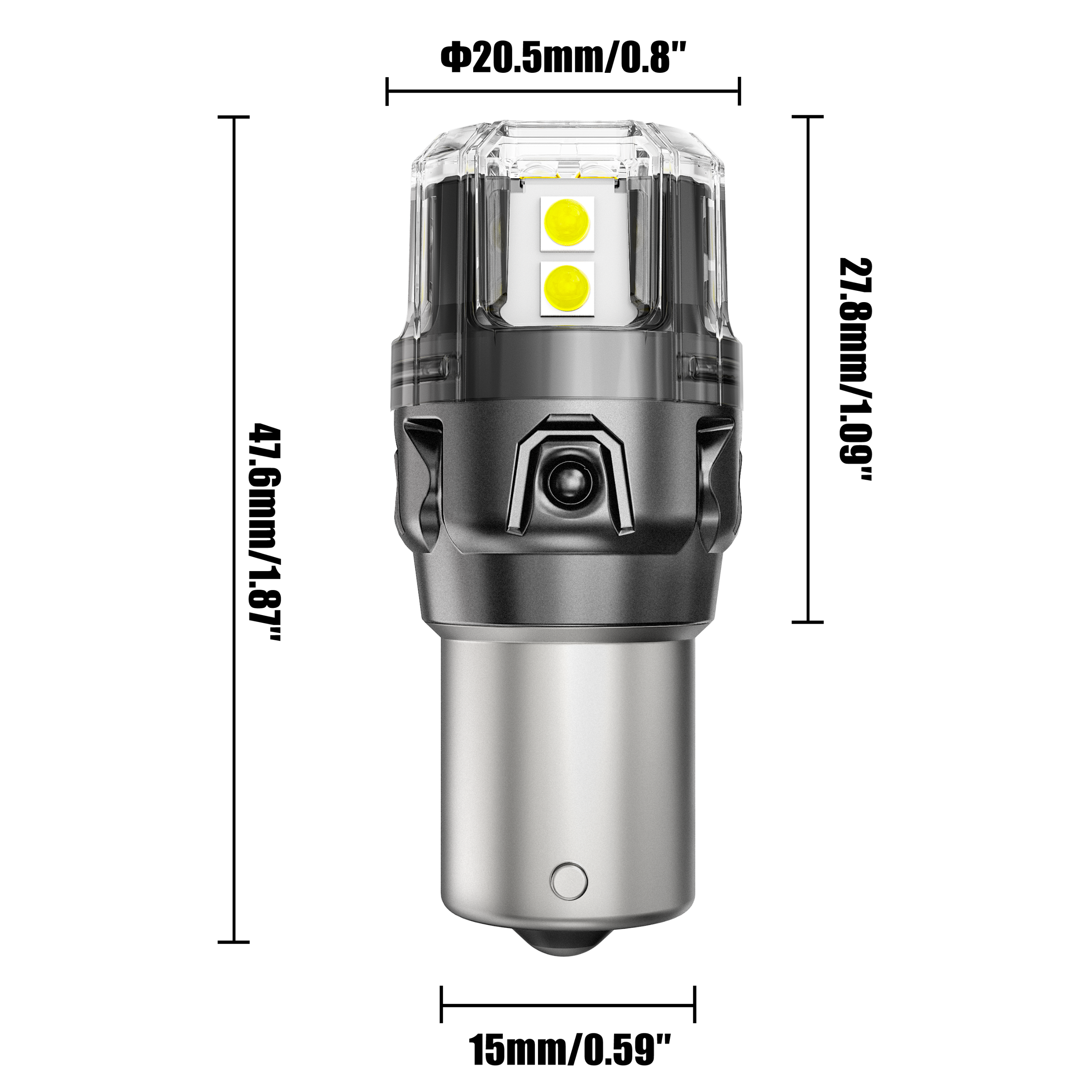 Auxbeam 1156 P21W BA15S LED Bulbs – B52 Series, Backup/Reverse/Turn Signal/Brake/Tail Lights, 500% Brighter, 6500K White, CAN-Bus Error-Free (2 Pack)