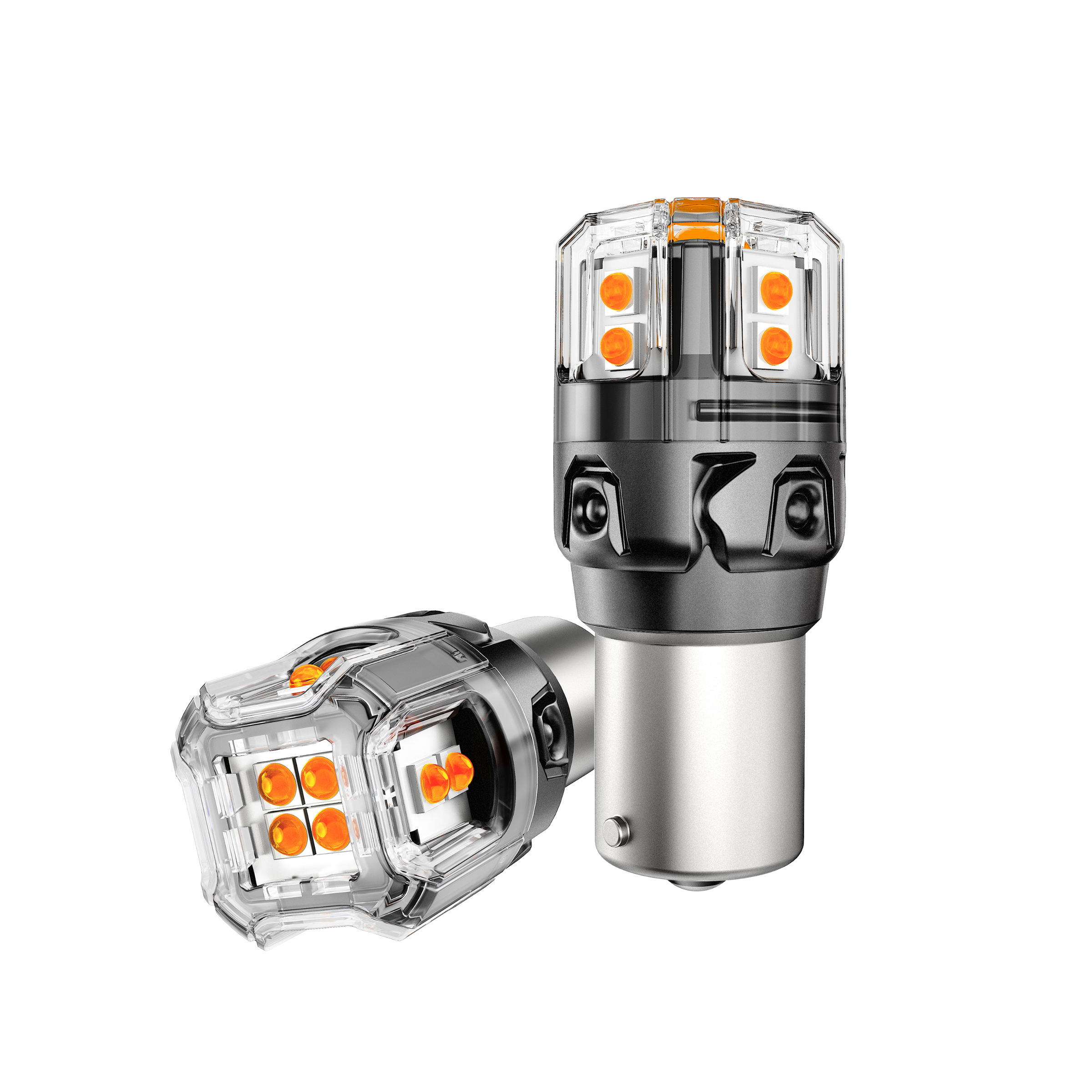 Auxbeam 1156 BA15S LED Turn Signal Bulbs – B52 Series, Front/Rear & Side Marker Lights, 13W, 500% Brighter, 3000K Amber, CAN-Bus Error-Free (2 Pack)