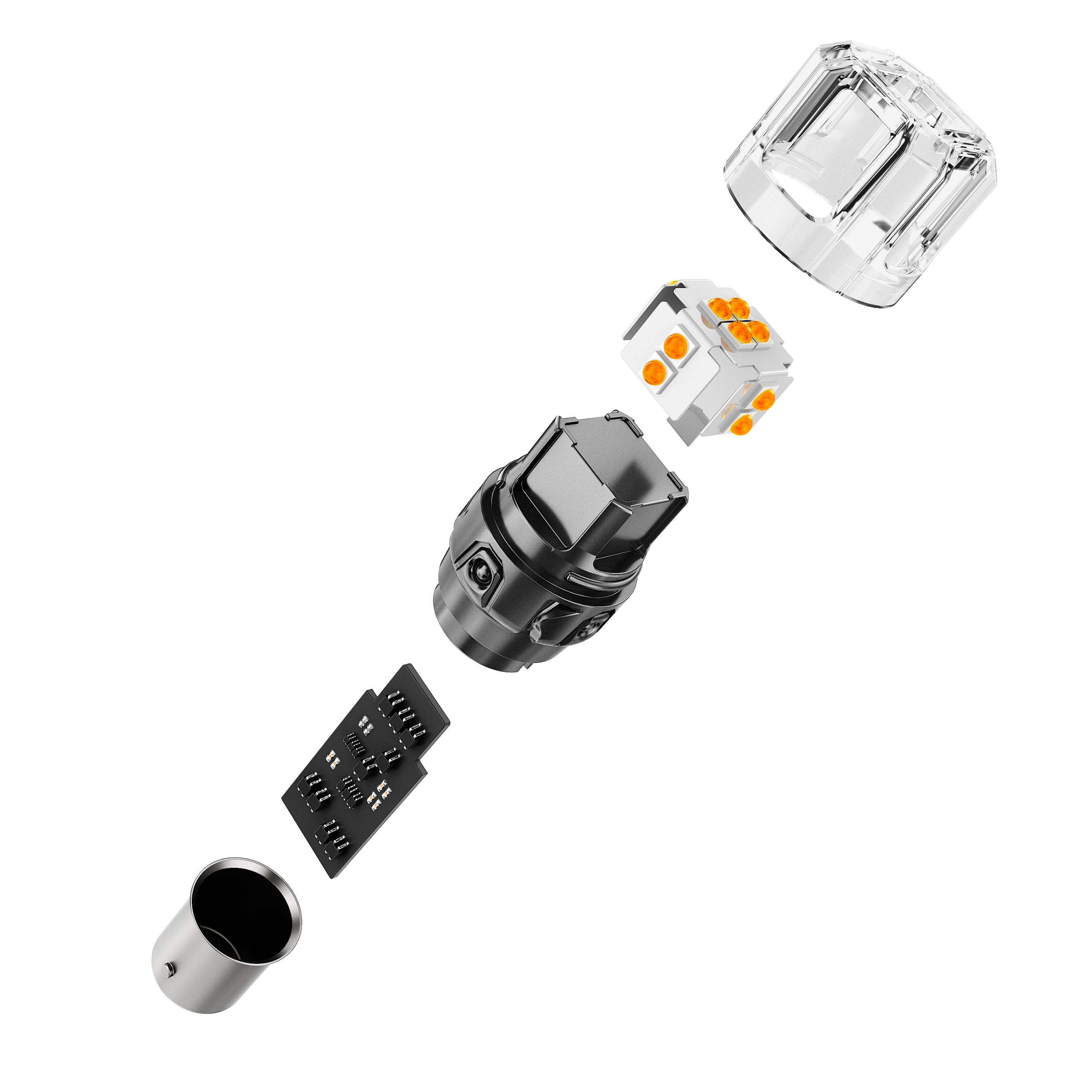 Auxbeam BAU15S / 7507 LED Turn Signal Bulbs – B52 Series, Front/Rear & Side Marker Lights, 13W, 500% Brighter, 3000K Amber, CAN-Bus Error-Free (2 Pack)