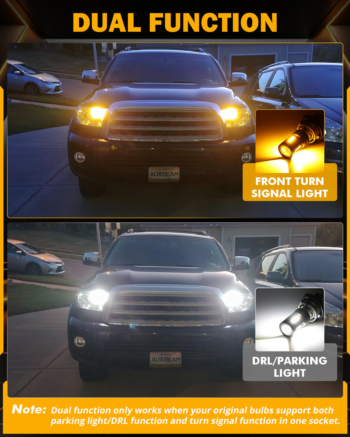 Auxbeam 1157 BAY15D LED Switchback Bulbs – White DRL & Amber Turn Signal, 400% High Brightness (2 Pack)