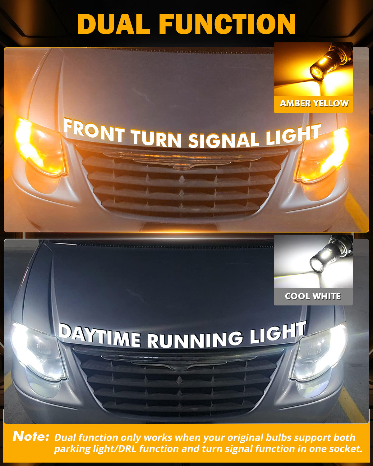 Auxbeam 1157 BAY15D LED Switchback Bulbs – White DRL & Amber Turn Signal, 400% High Brightness (2 Pack)