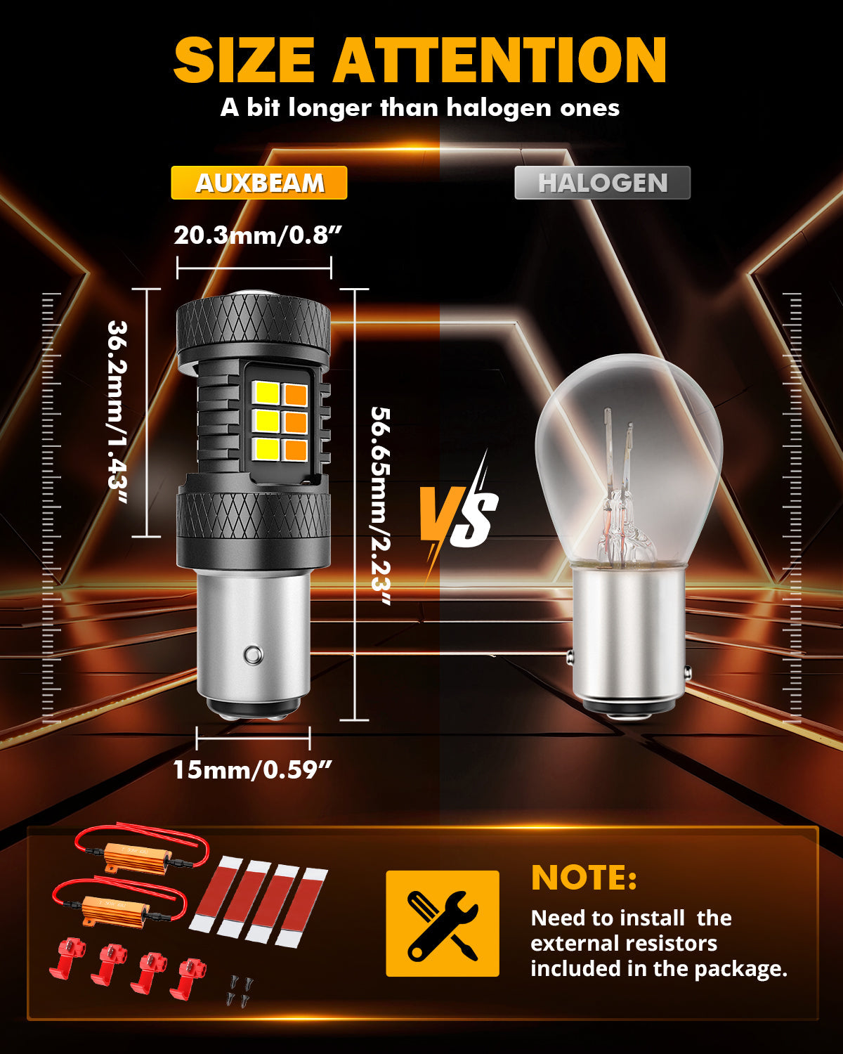 Auxbeam 1157 BAY15D LED Switchback Bulbs – White DRL & Amber Turn Signal, 400% High Brightness (2 Pack)