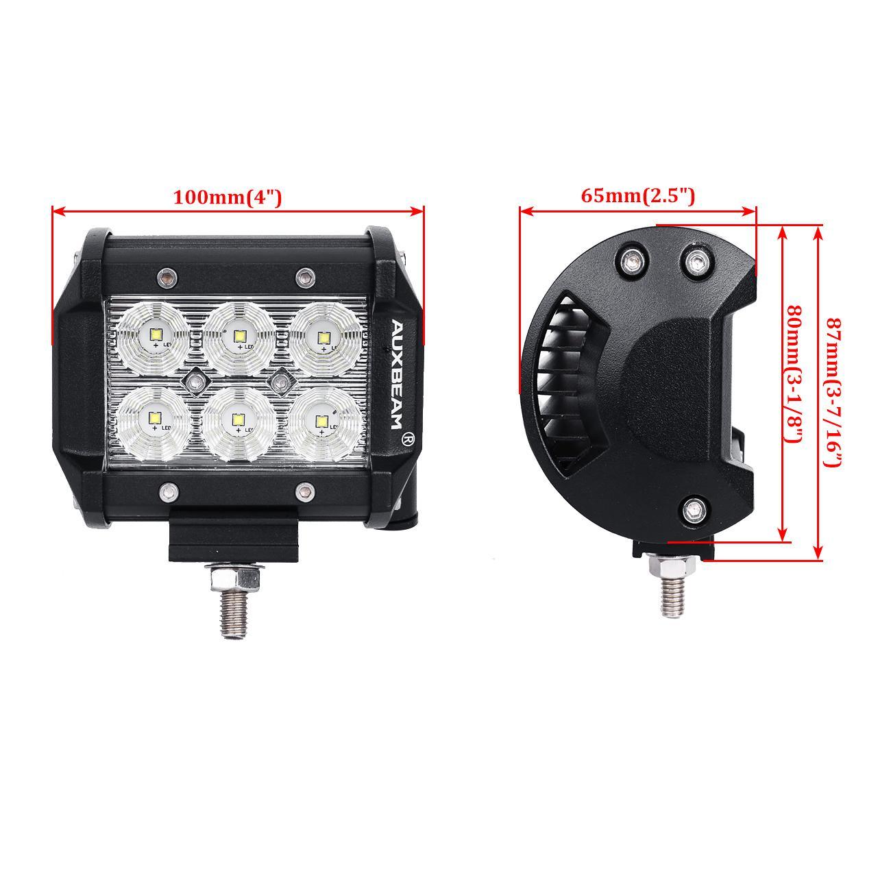 Auxbeam Classic-SM Series 4" LED Pod Lights – Dual Row, 6000K White, Spot/Flood Beam