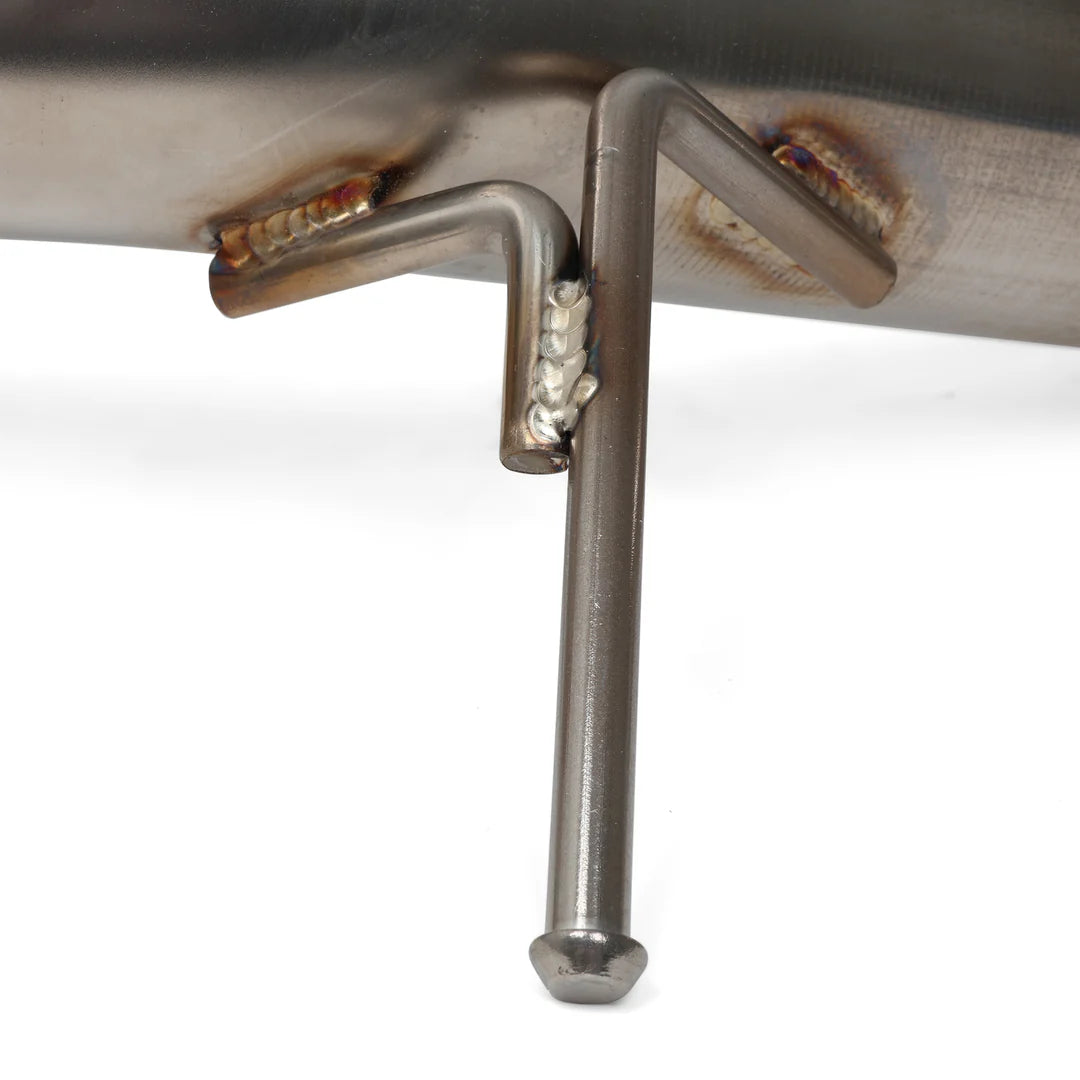 Close view of TIG welded stainless front pipe section