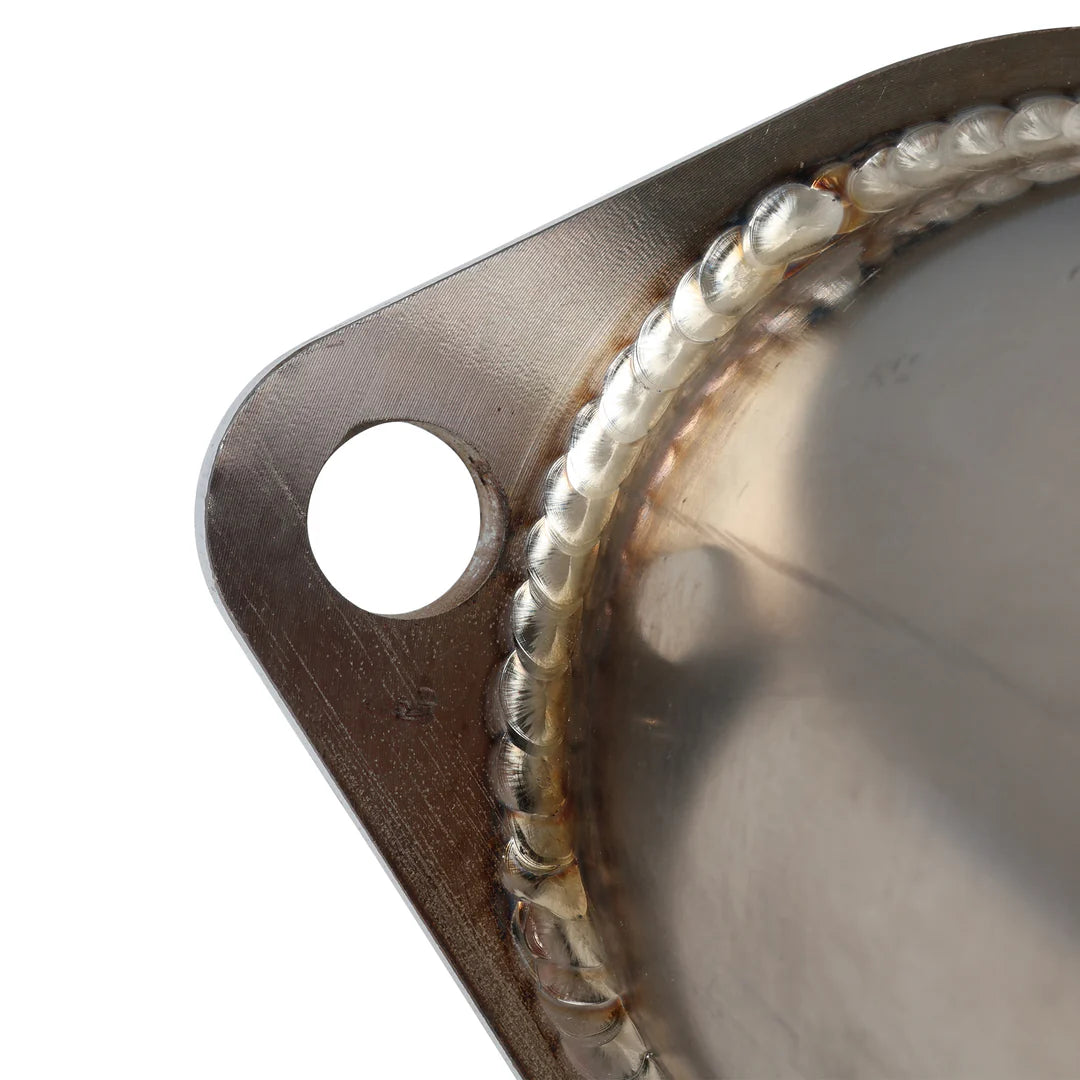 Close view of TIG welded stainless front pipe section