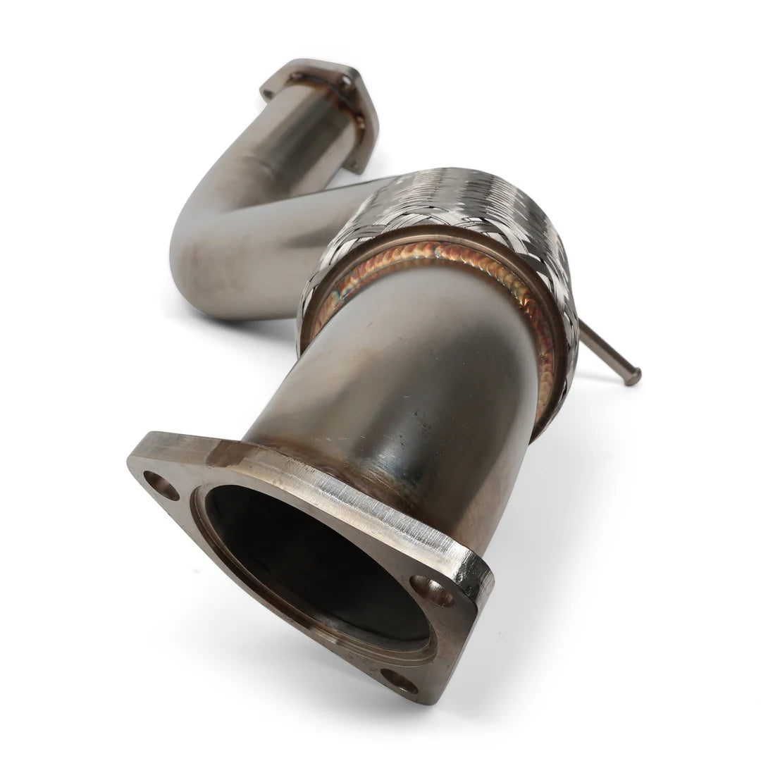 Close view of TIG welded stainless front pipe section