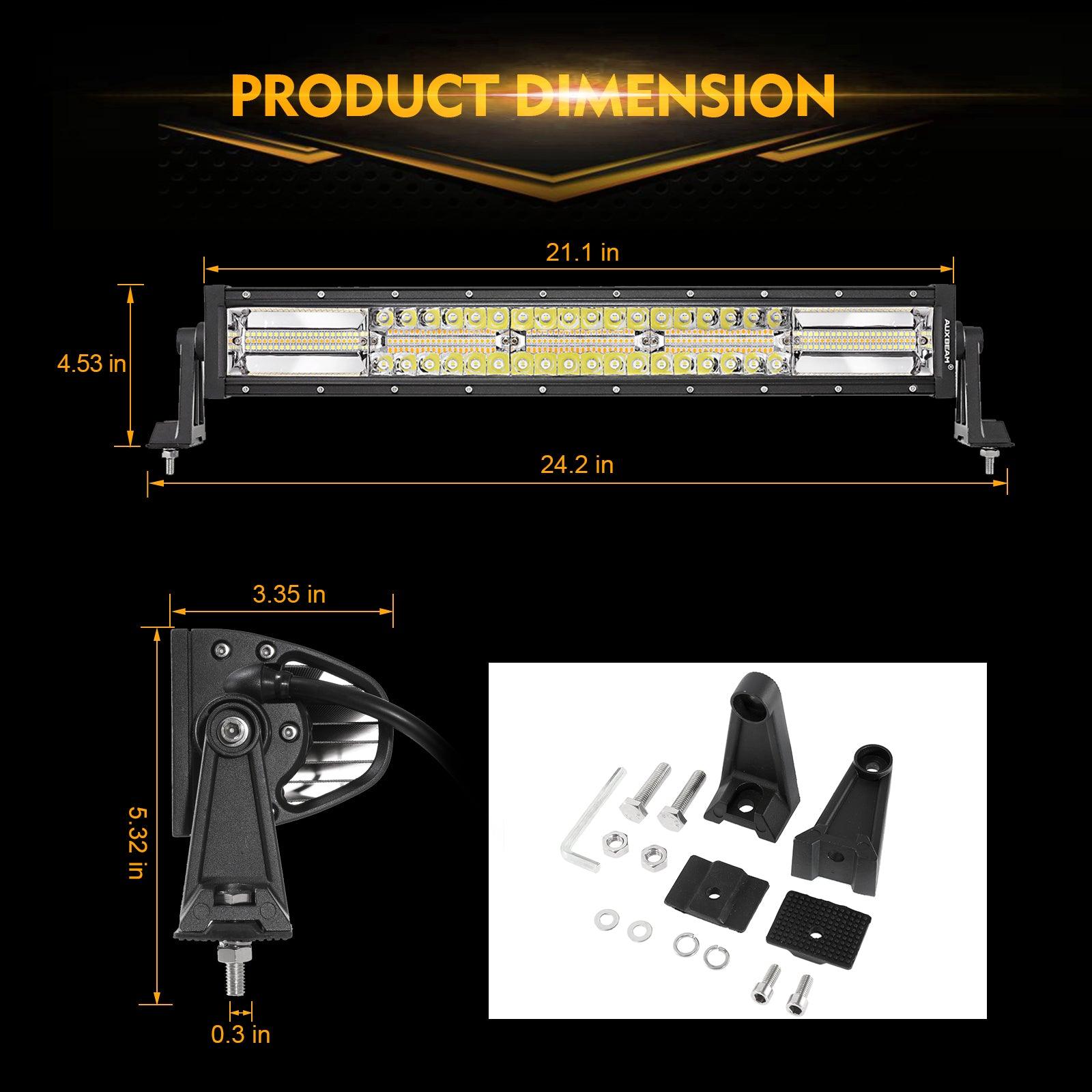 Auxbeam 6 Modes Series 22" LED Light Bar – White & Amber, Off-Road