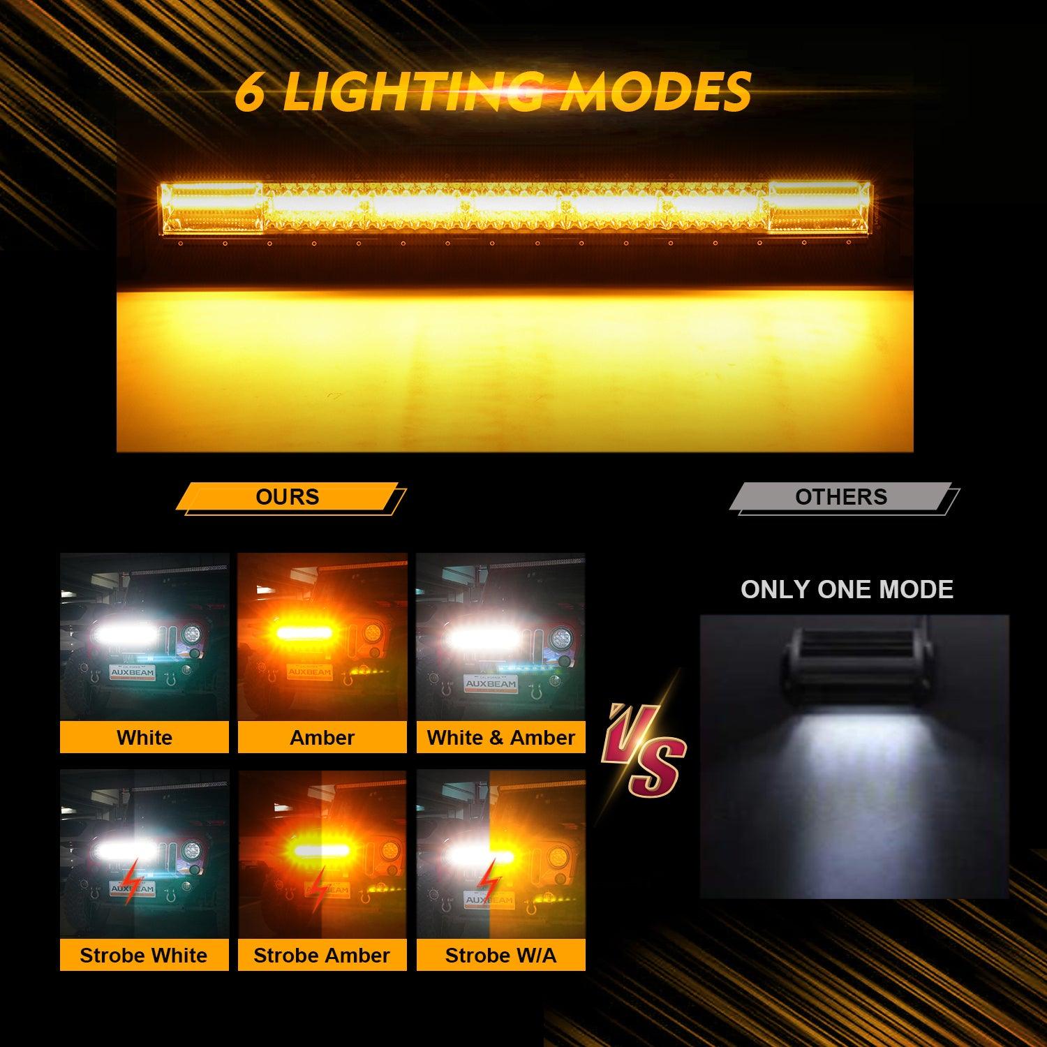 Auxbeam 6 Modes Series 30" LED Light Bar – White & Amber, Straight, Off-Road