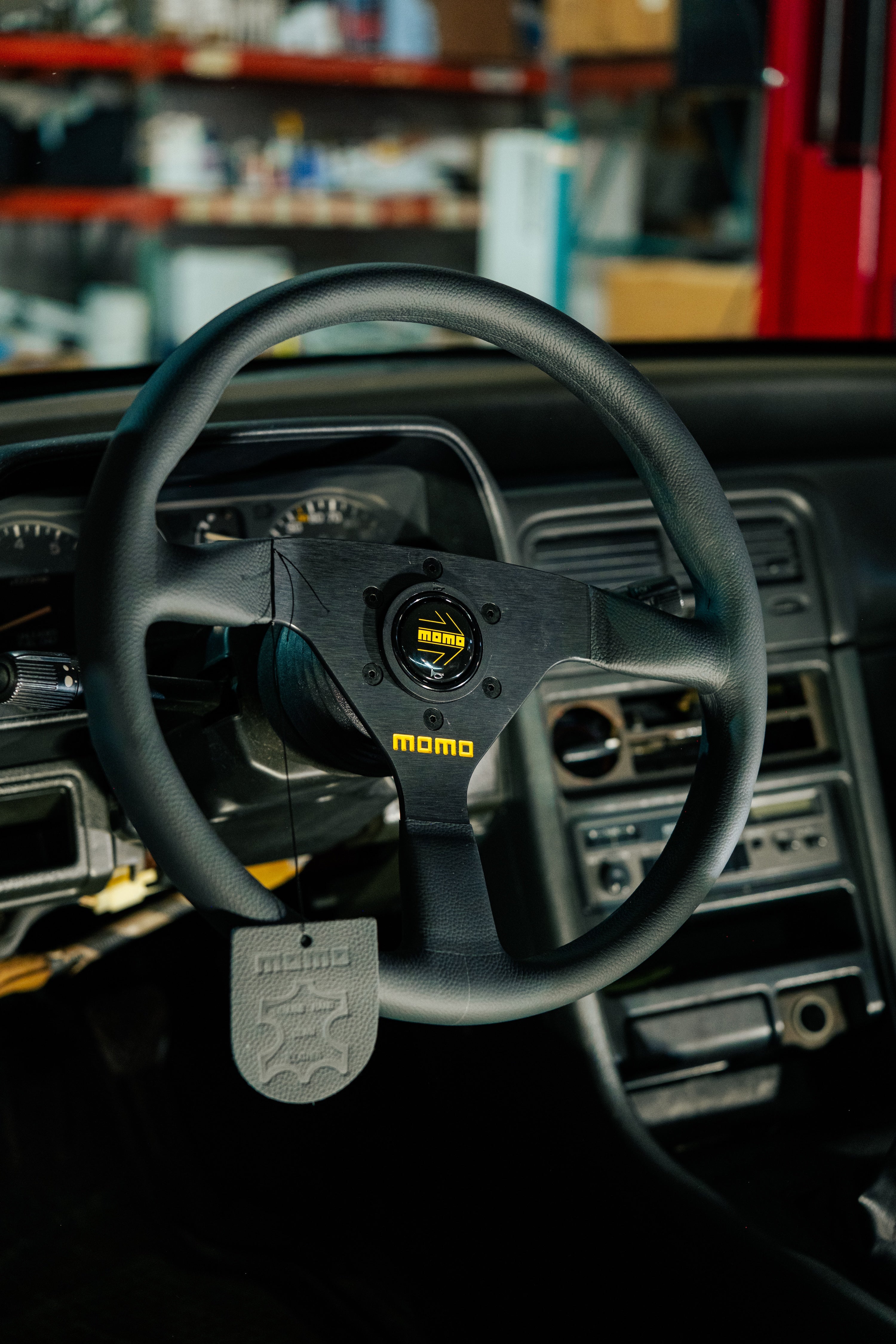 MOMO MOD78 350MM Black Leather Steering Wheel