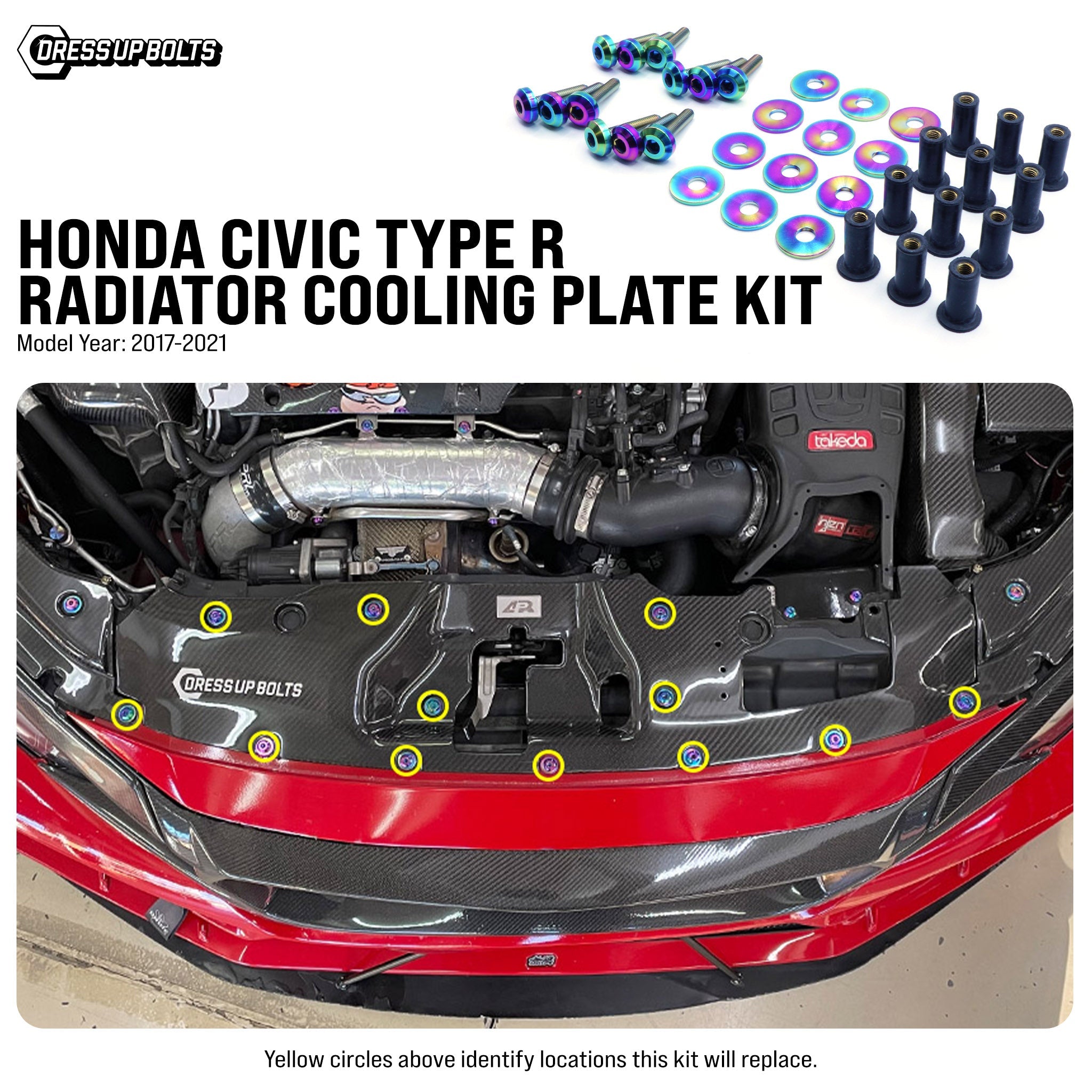 Dress Up Bolts Titanium Hardware Cooling Plate Kit for 17-21 Honda Civ