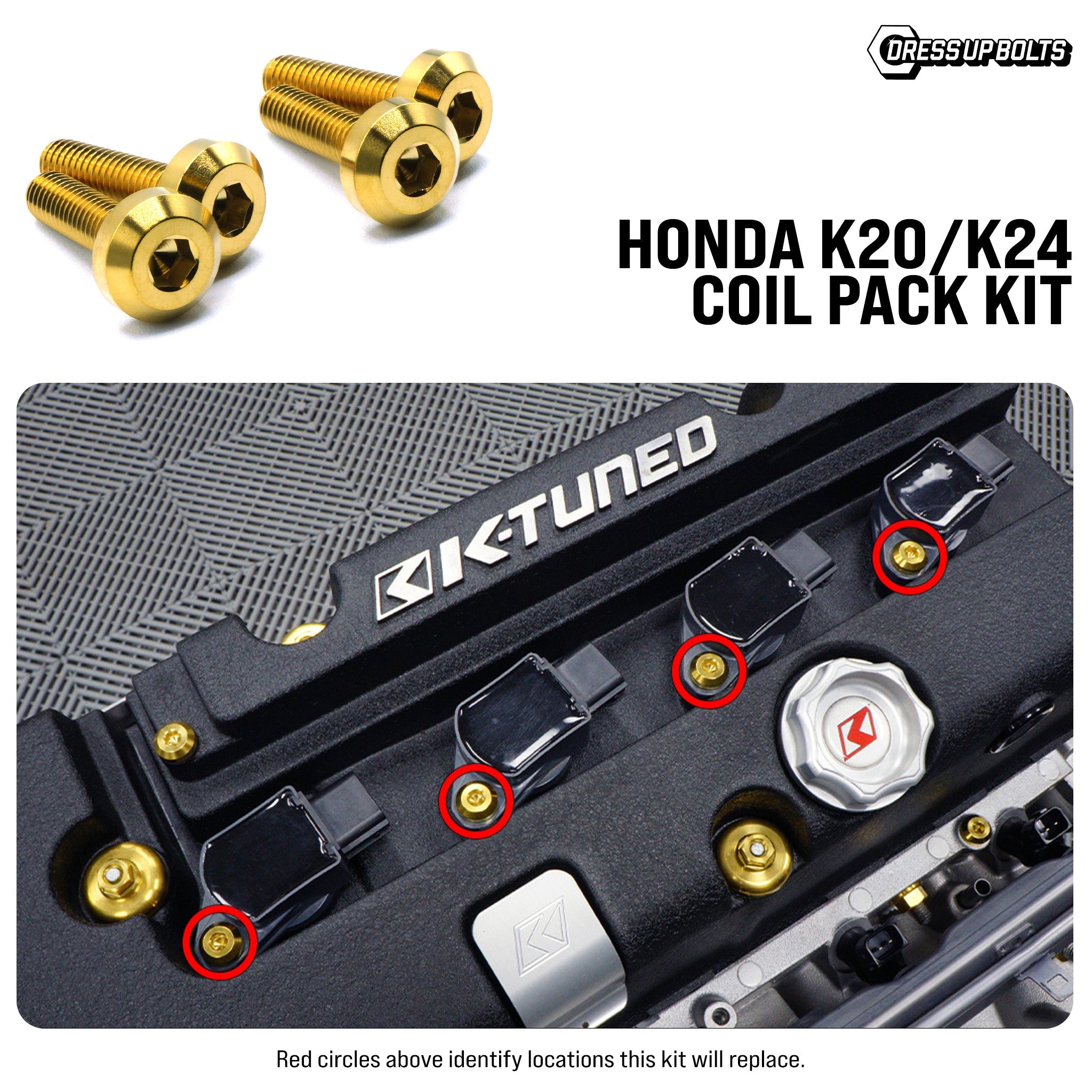 Dress Up Bolts Titanium Hardware Coil Pack Kit for Honda K20/K24
