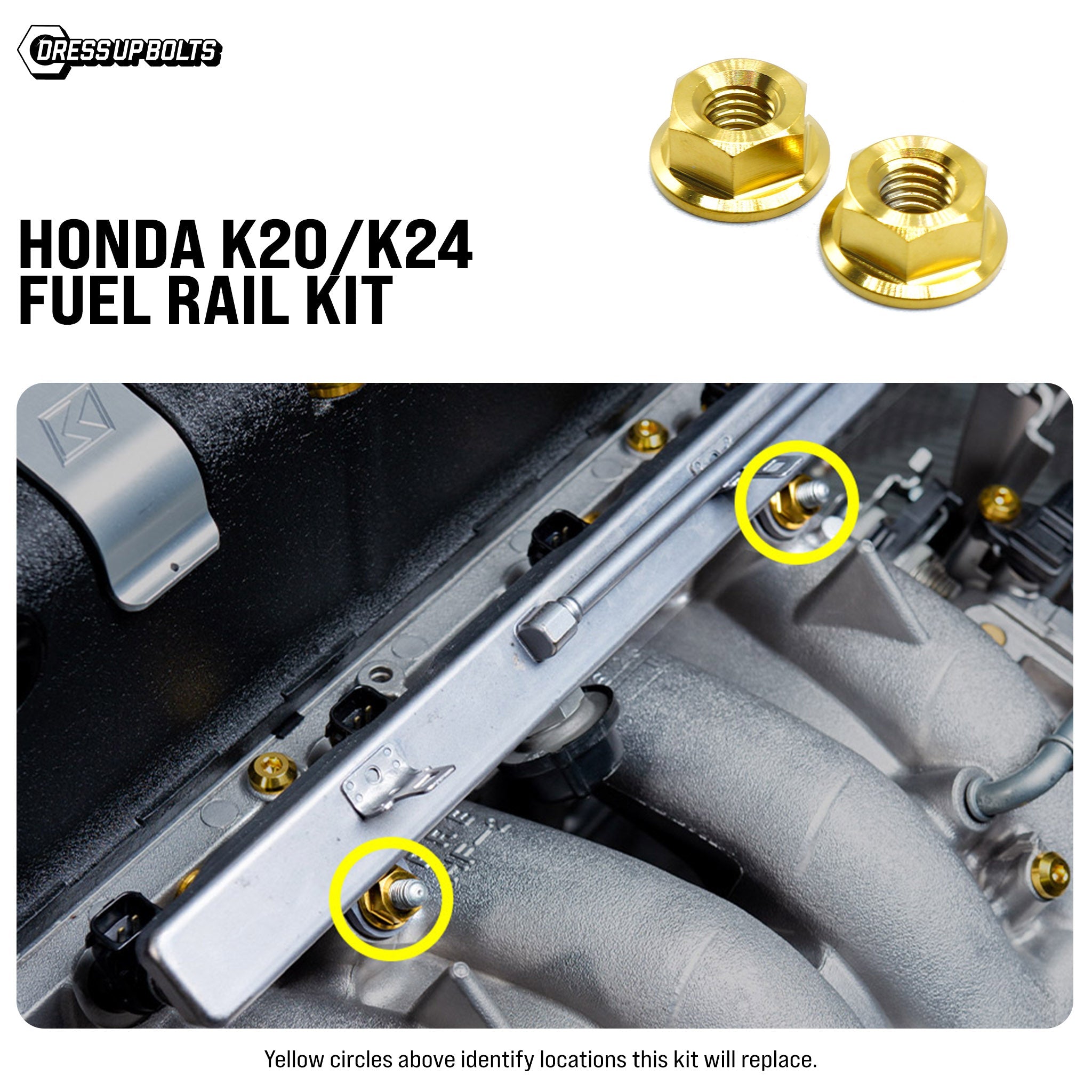 Dress Up Bolts Titanium Hardware Fuel Rail Kit for Honda K20/K24