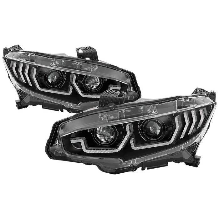 Spyder Signature LED Projector Headlights w/ Sequential Turn Signal for 16-21 Honda Civic
