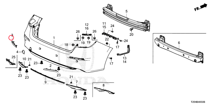 Honda Genuine Unpainted Rear Bumper for 2022+ Honda Civic Sedan